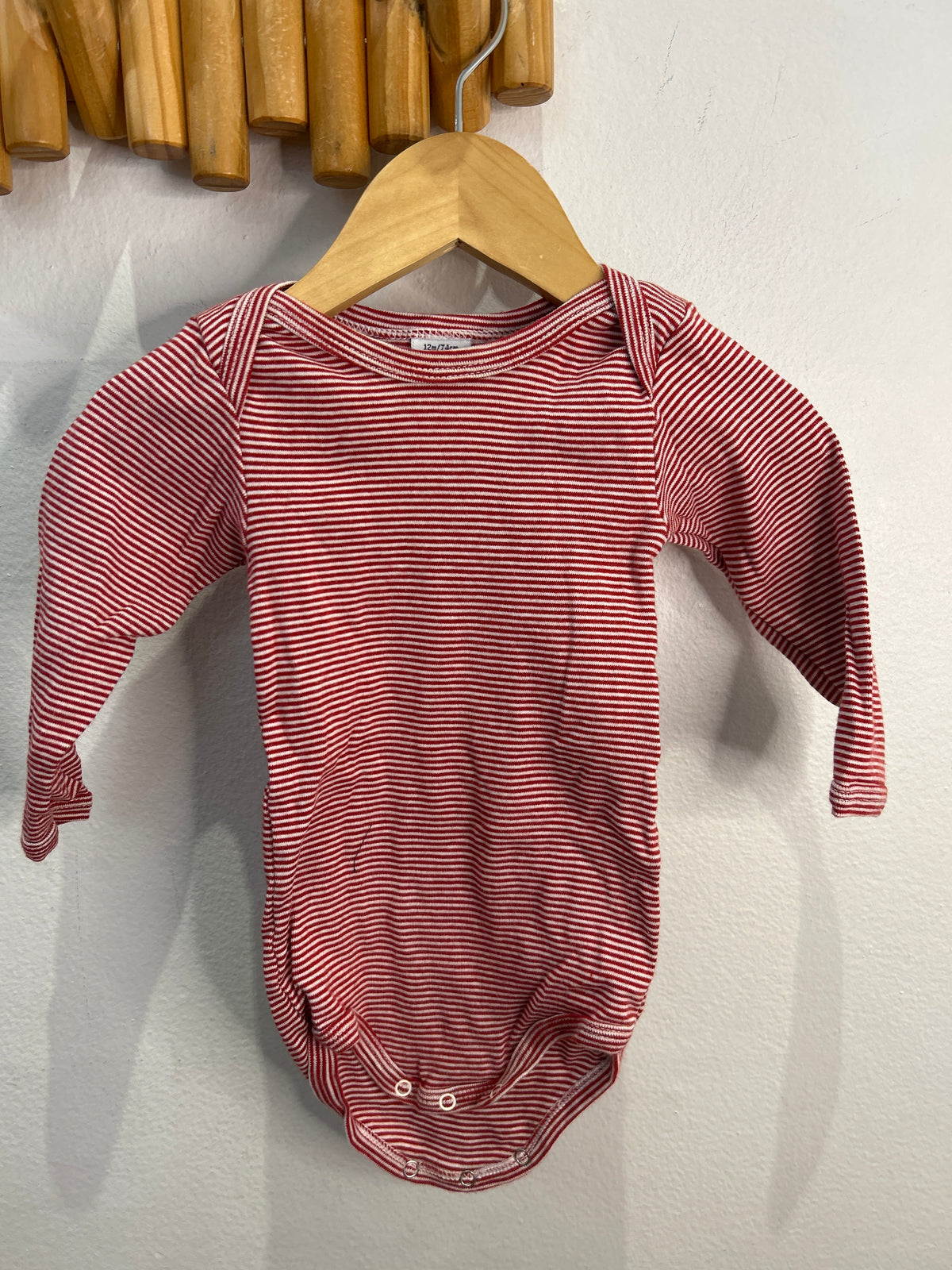 PB red stripes onesie 12m B