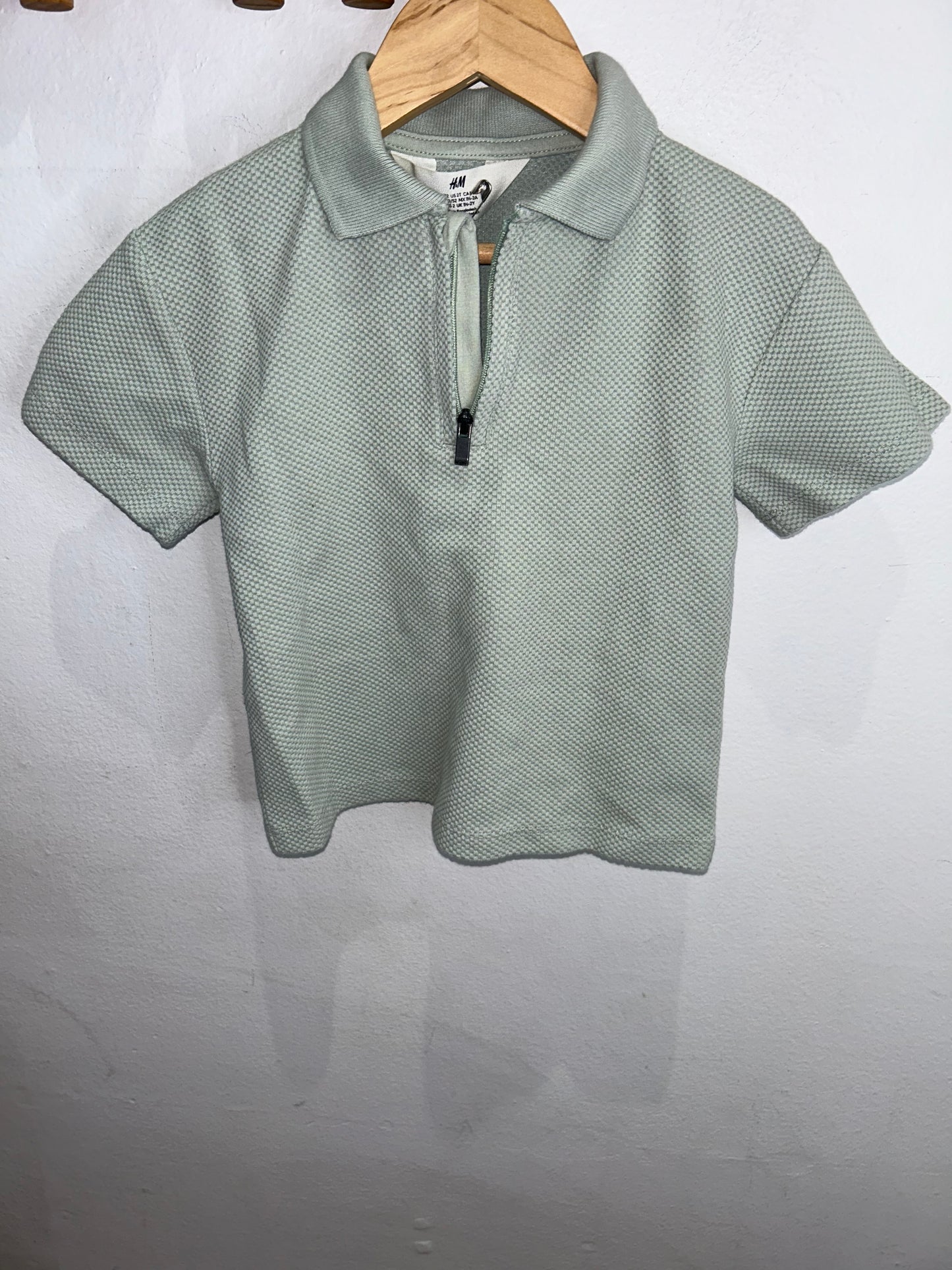Sage textured zip-up polo 18-24m