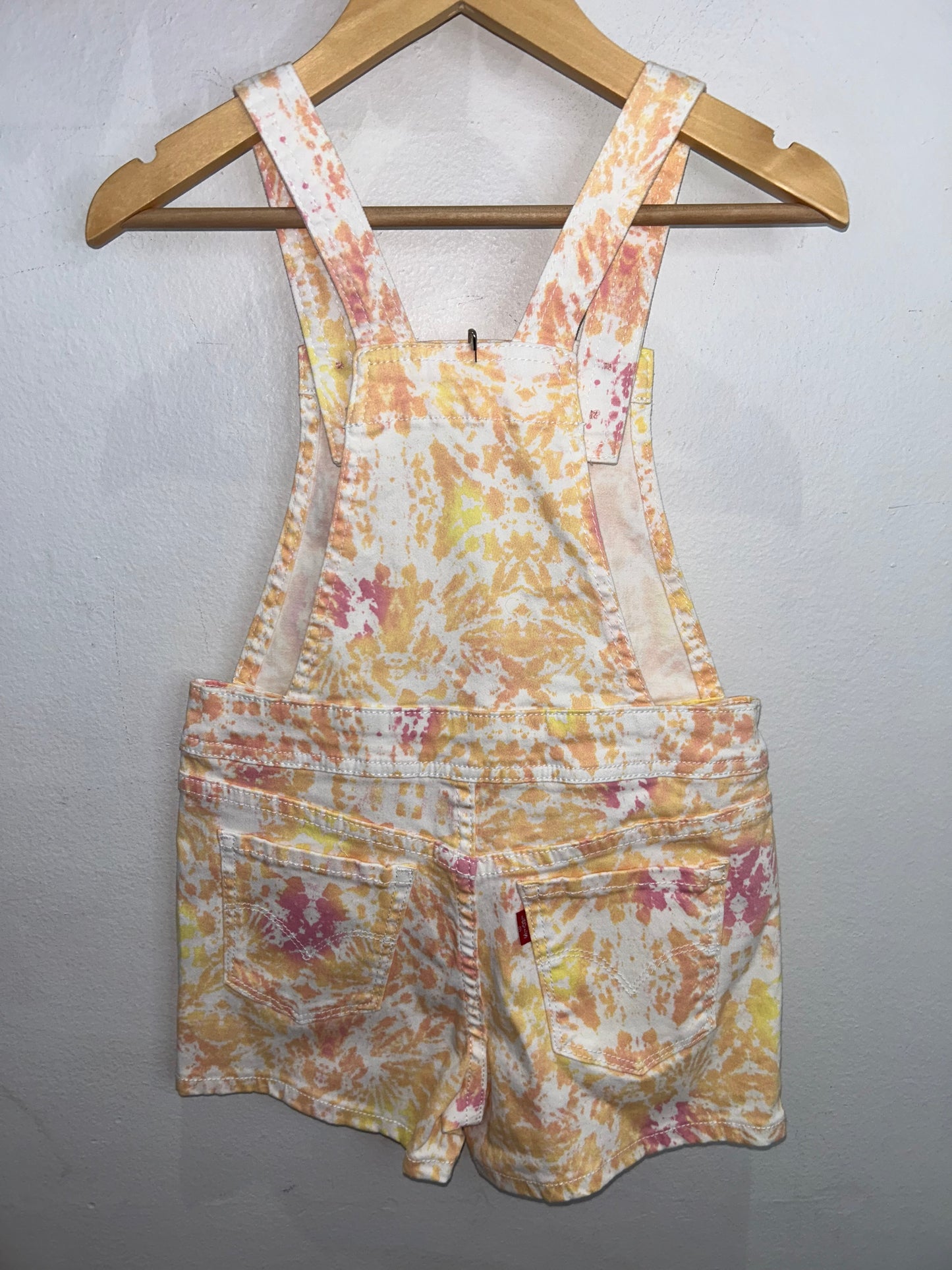 Peach tie dye shorty romper 6y