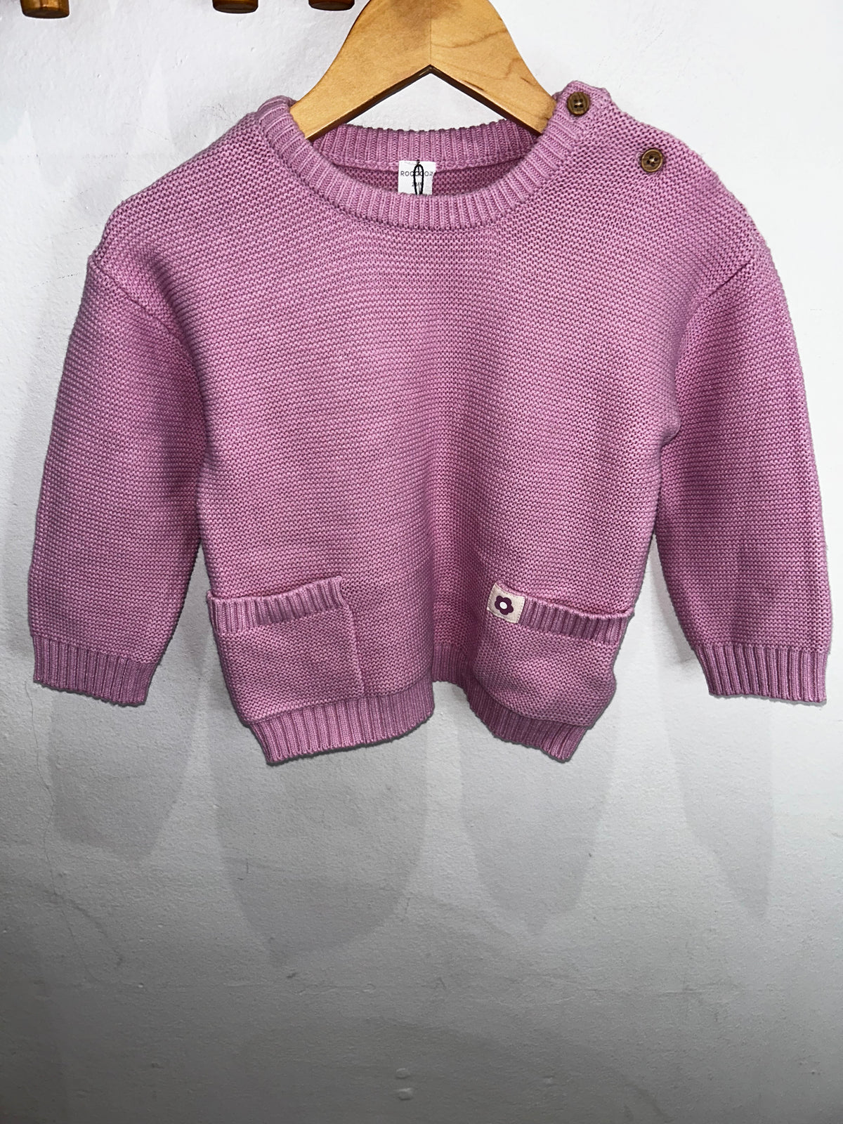 Bubblegum square knit sweater 24m