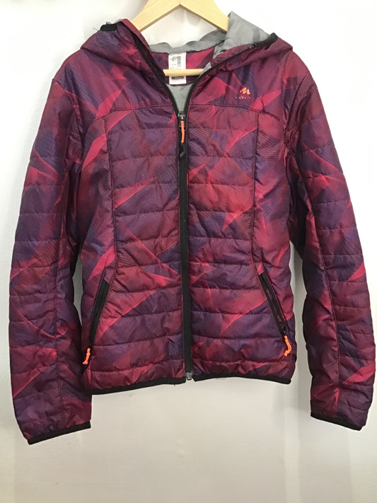 Maroon print lightweight puffer 10-11y