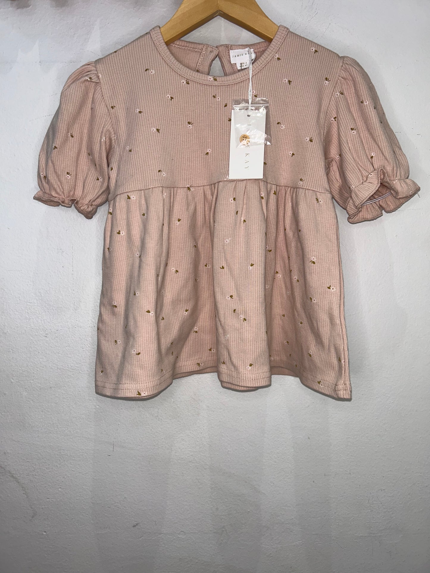 Jamie Kay pink ribbed floral dress 4y NEW