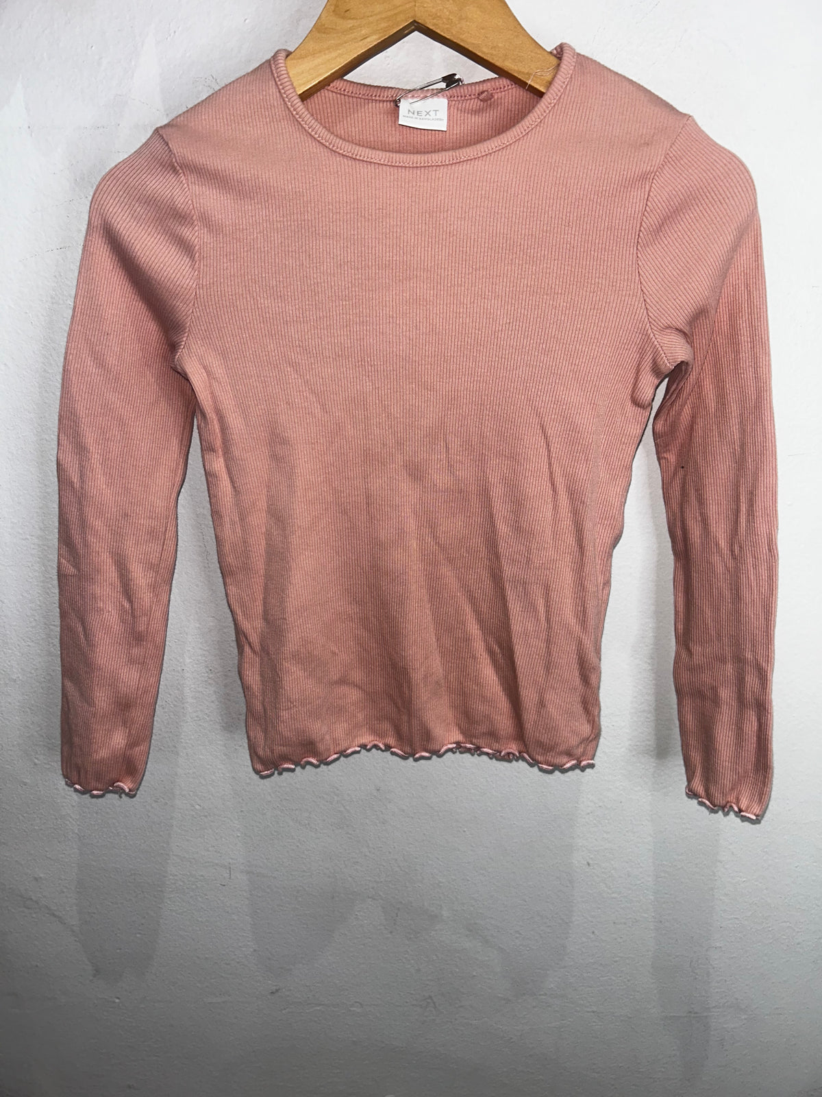 Pink ribbed lettuce longsleeve 4-5y