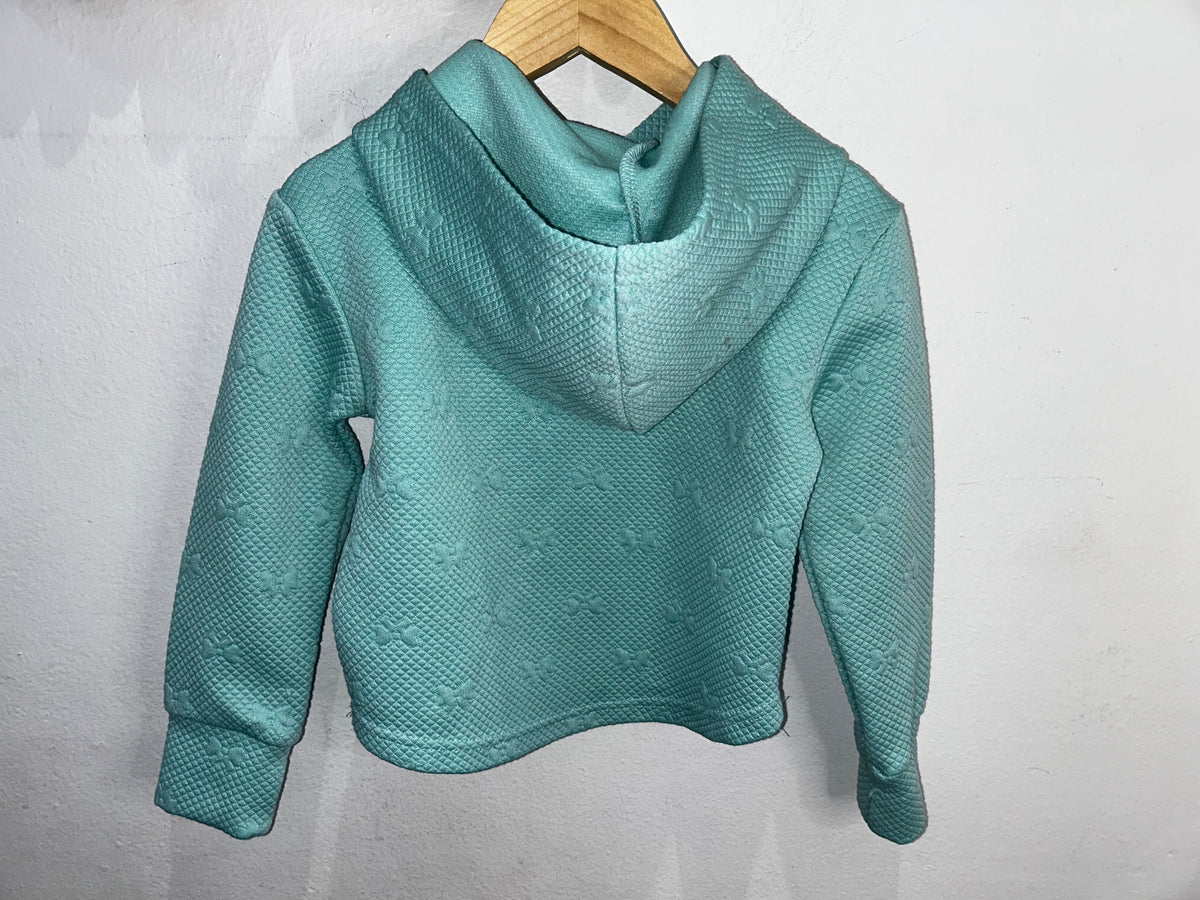 Teal bows hoodie 2y