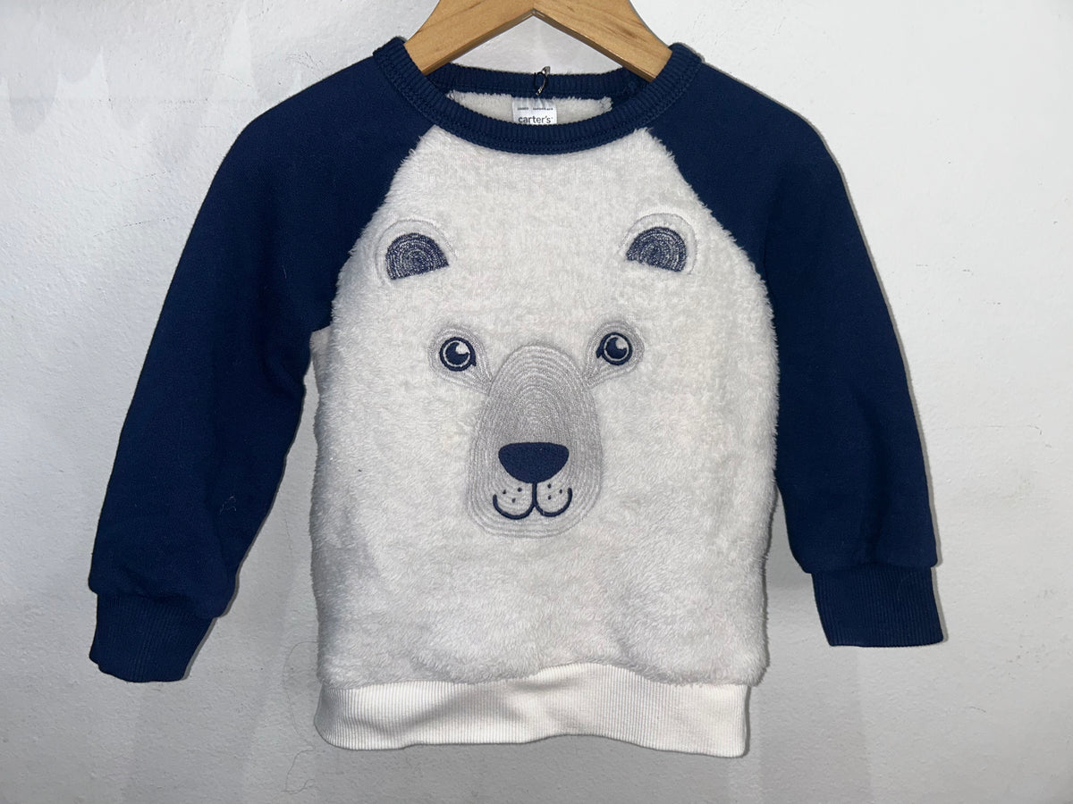 Polar bear furry sweater 2y