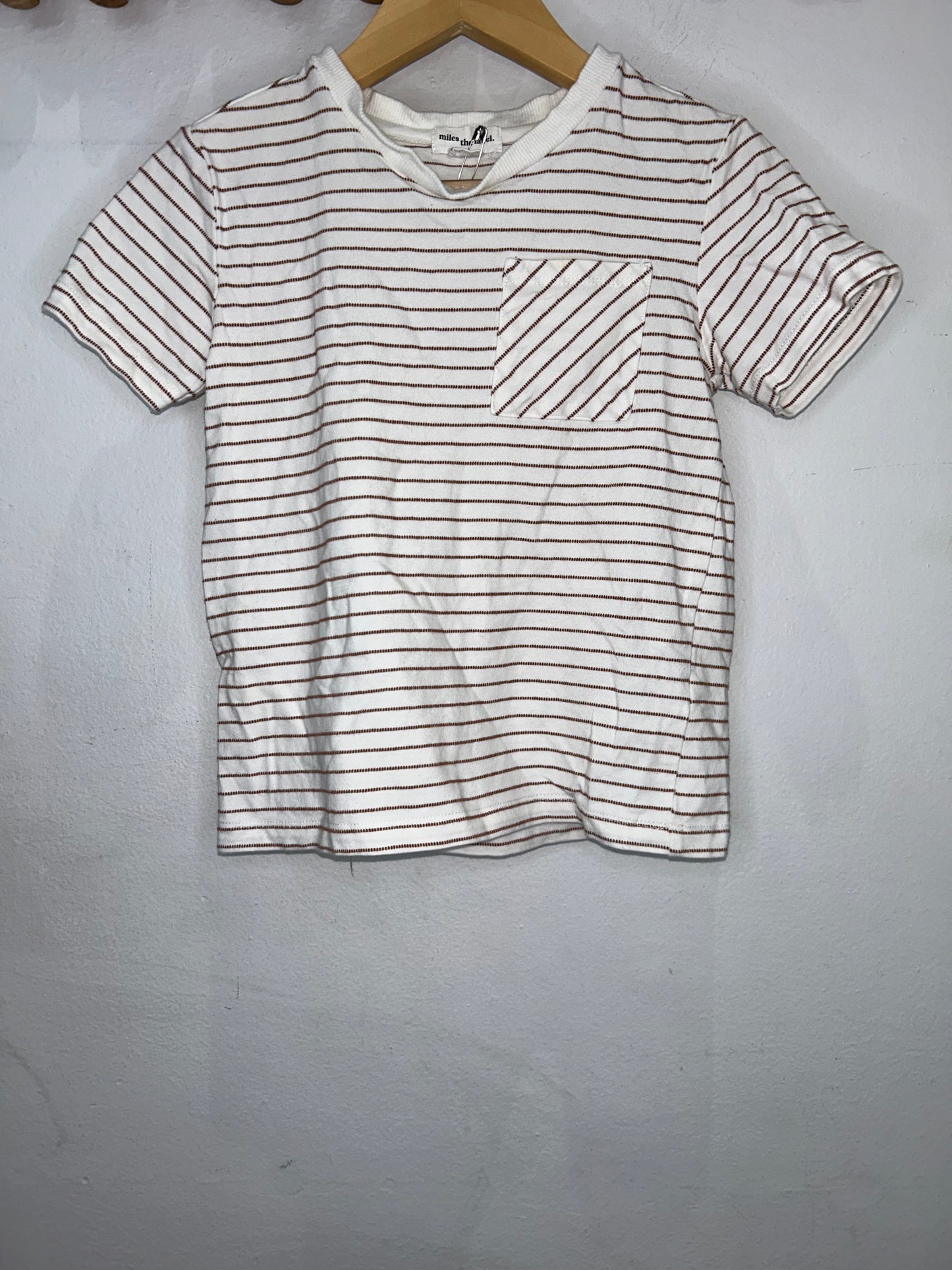 Miles the Label brown stripe tee 6y