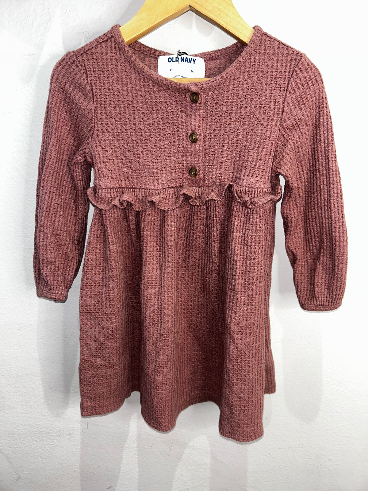 Mauve waffle dress 2y