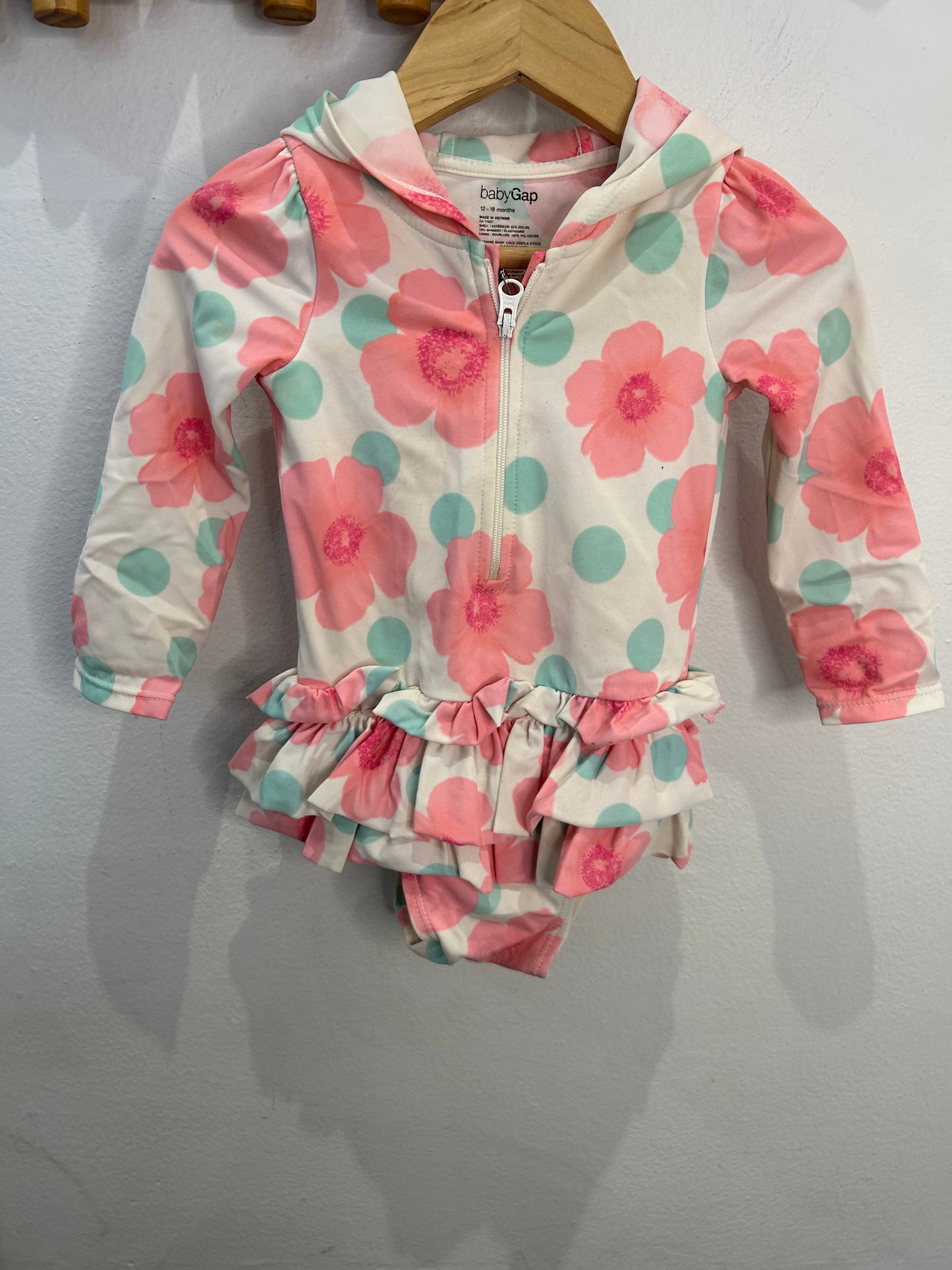 Poppies hooded swimsuit 12-18m