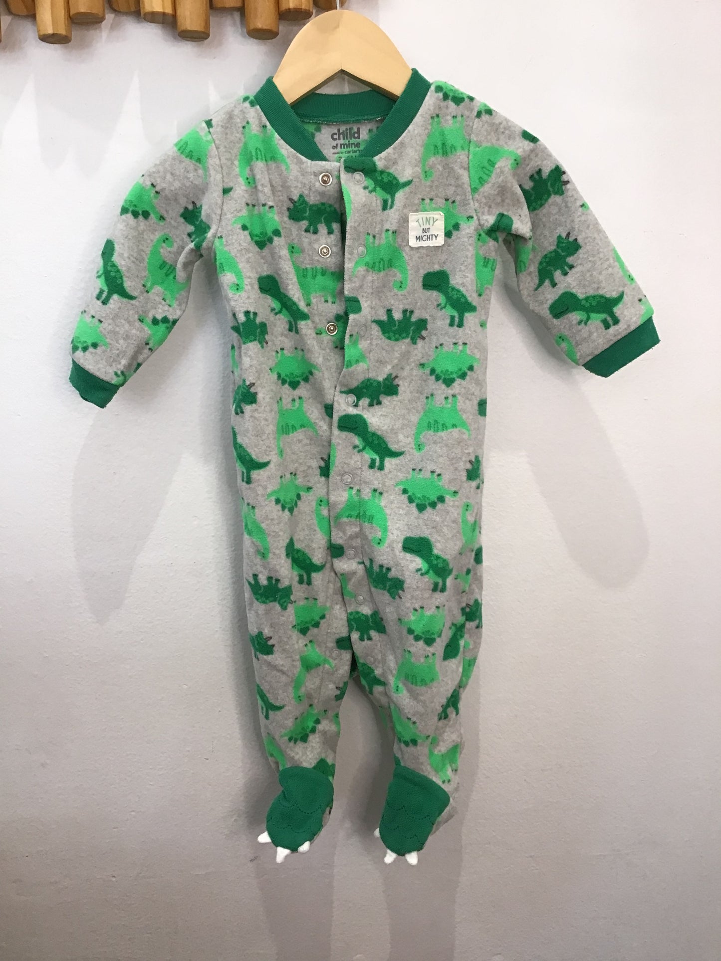 Green dinos fleece sleeper 3-6m