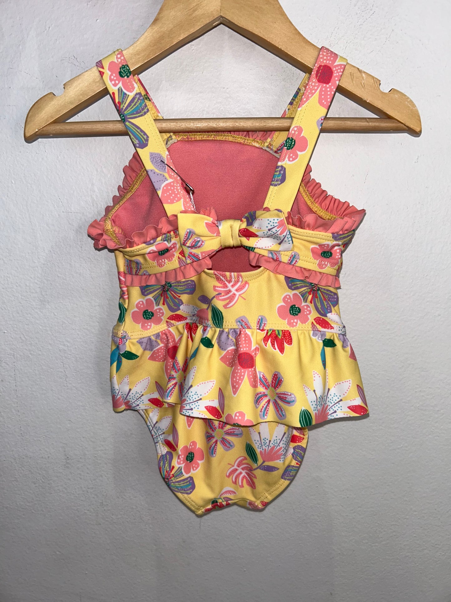 Yellow and peach swisuit 9-12m