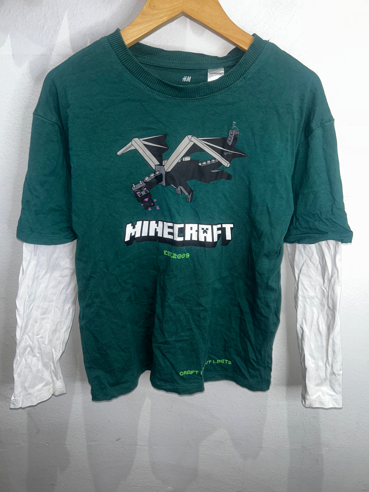 Minecraft green longsleeve 6-7y