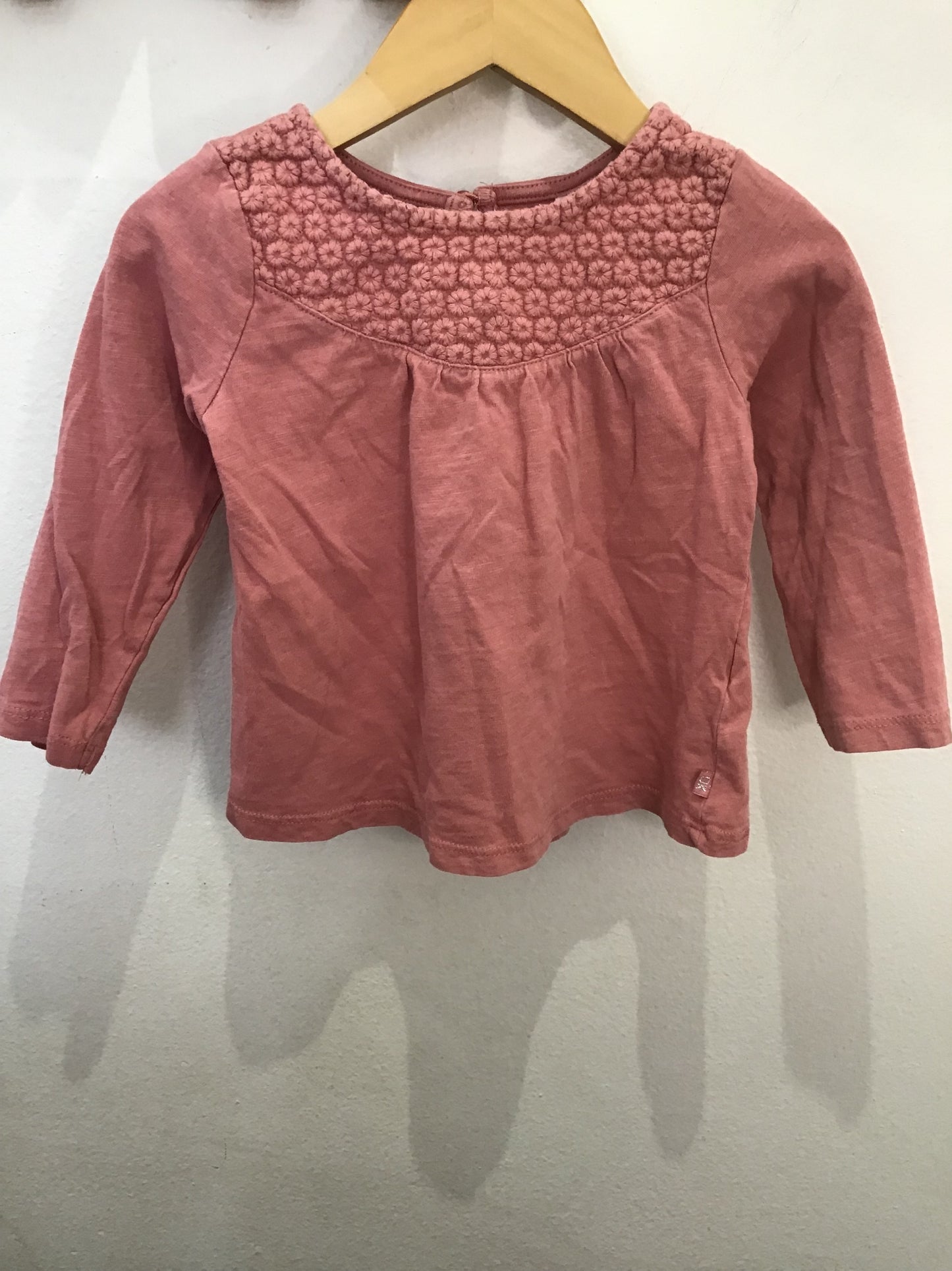 Pink floral embroidery longsleeve 2y