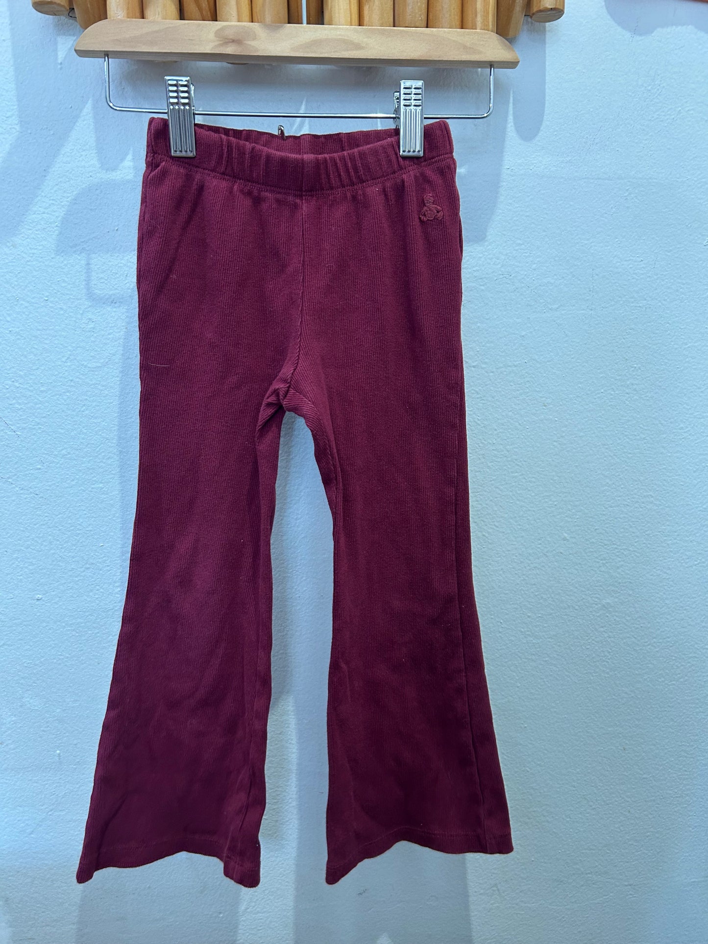 Maroon flared ribbed pants 4y