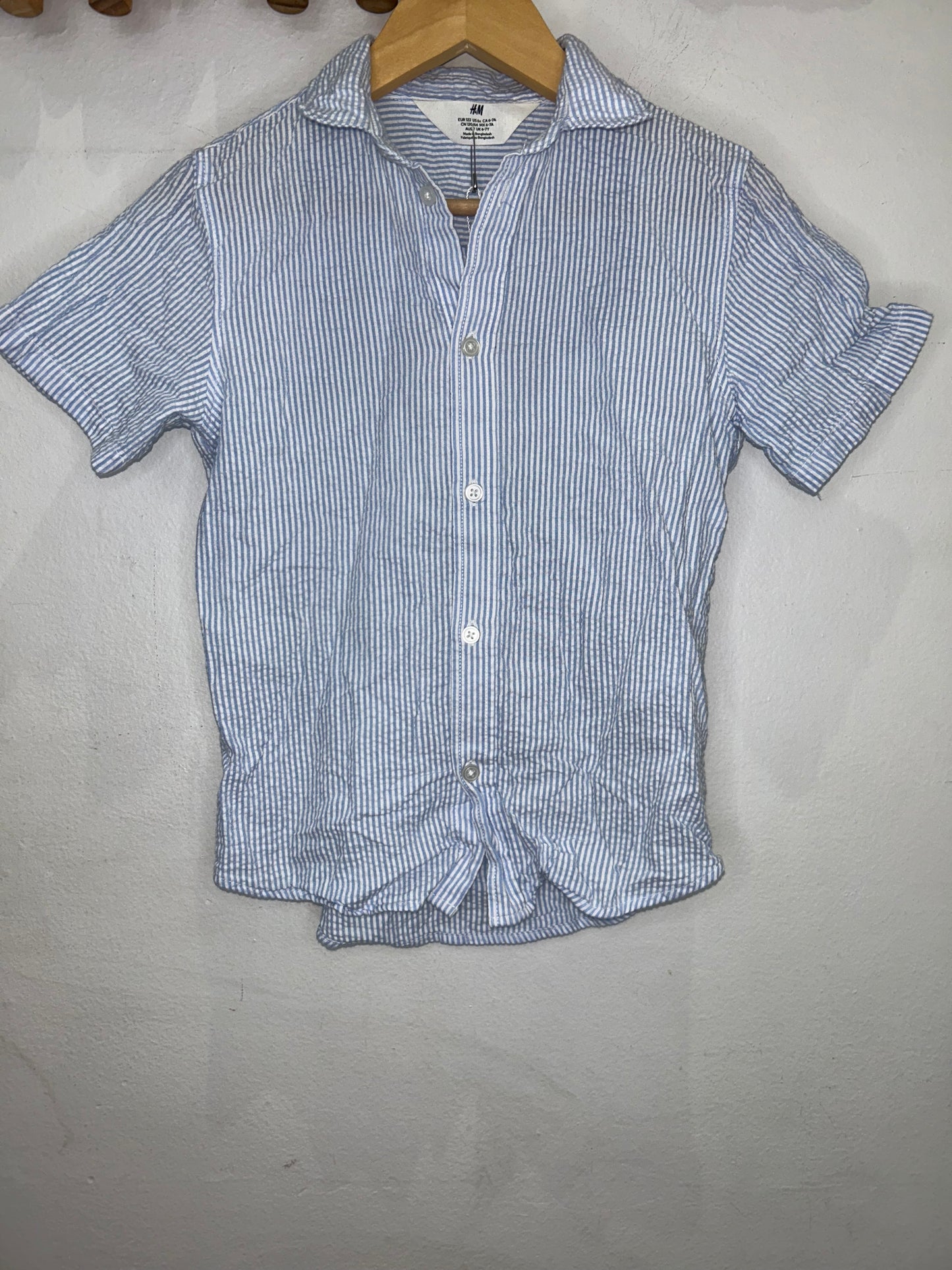 Seersucker skinny fit shirt 6-7y