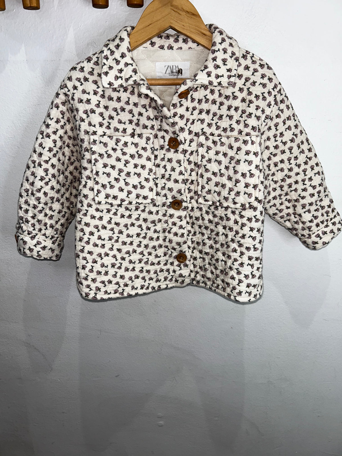 Floral cream quilted overshirt 18-24m