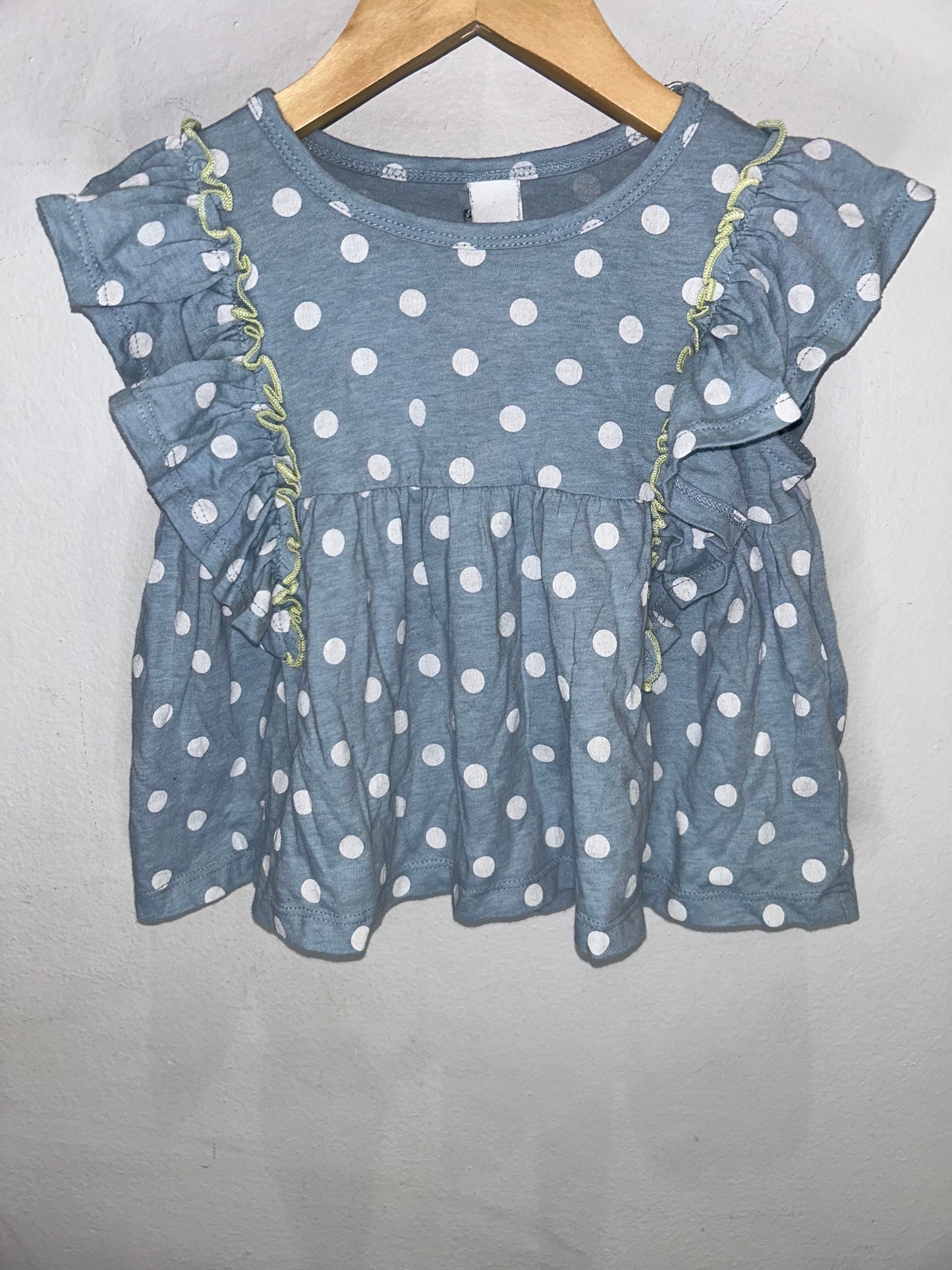 Blue polka dots blouse 2y*