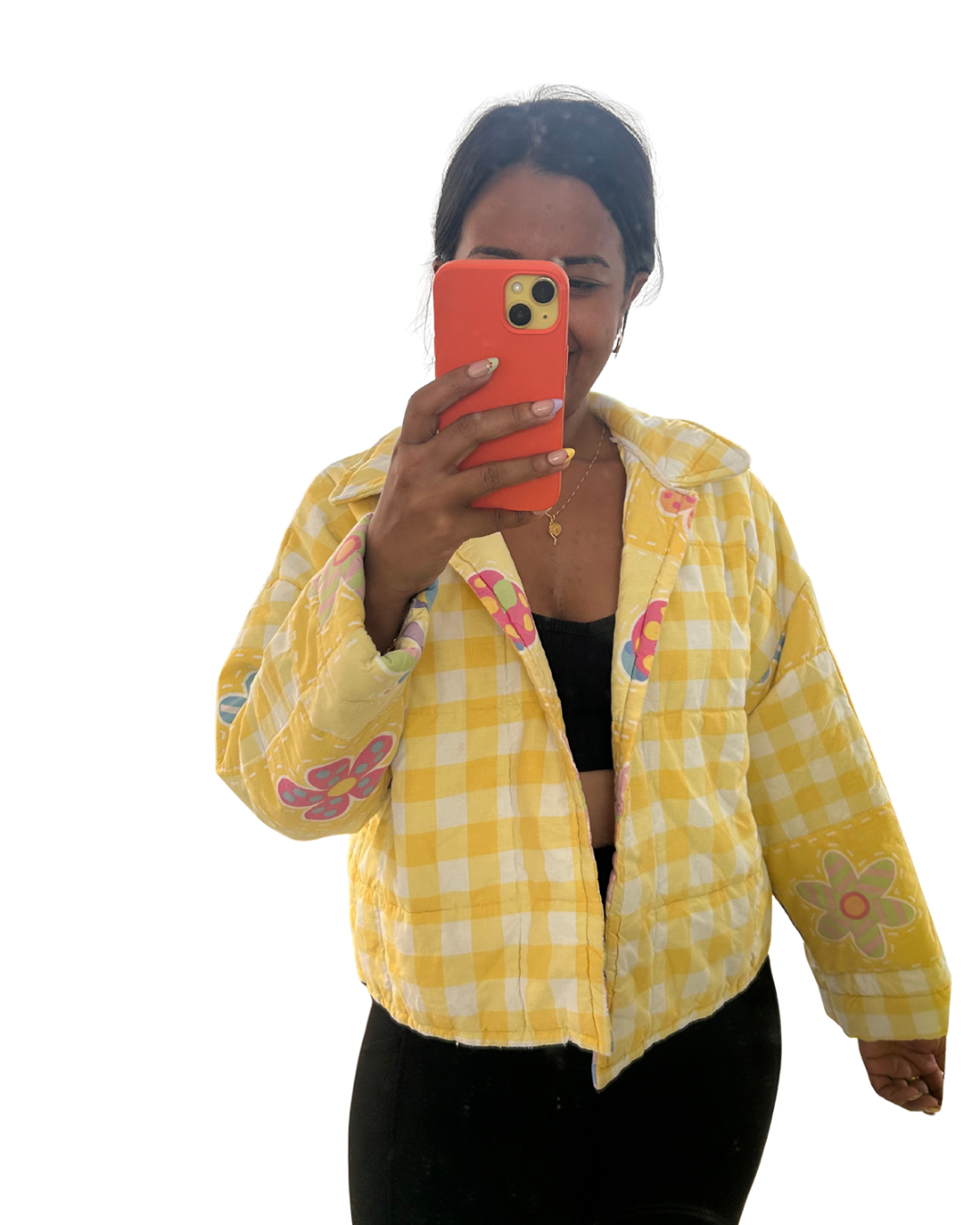 Handmade yellow quilt jacket M/L
