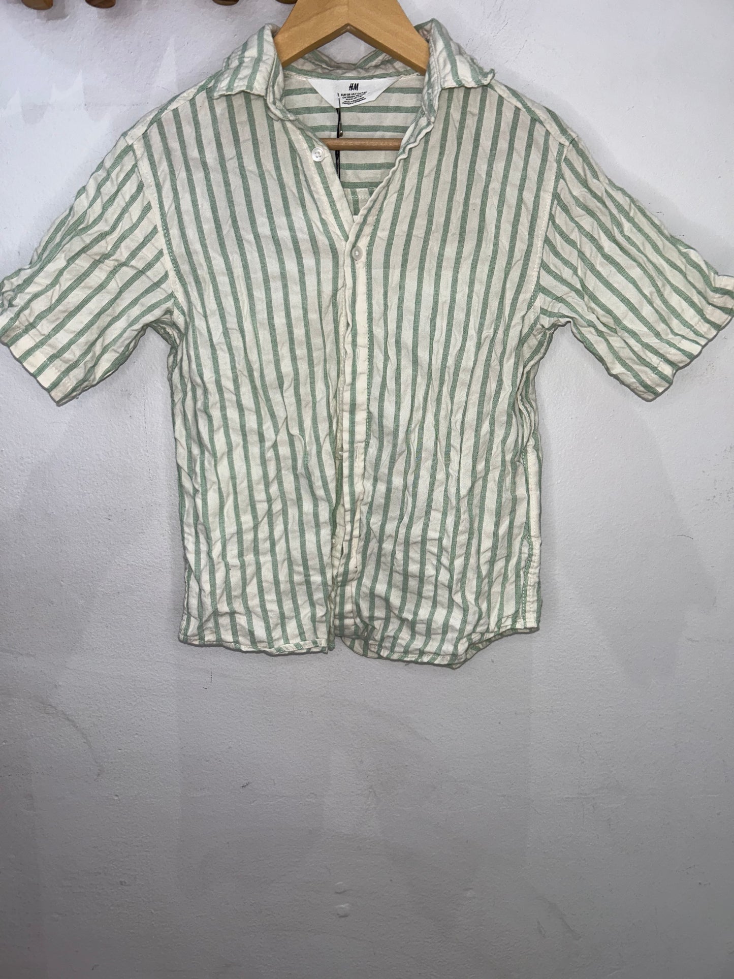 Green striped shirt 7-8y