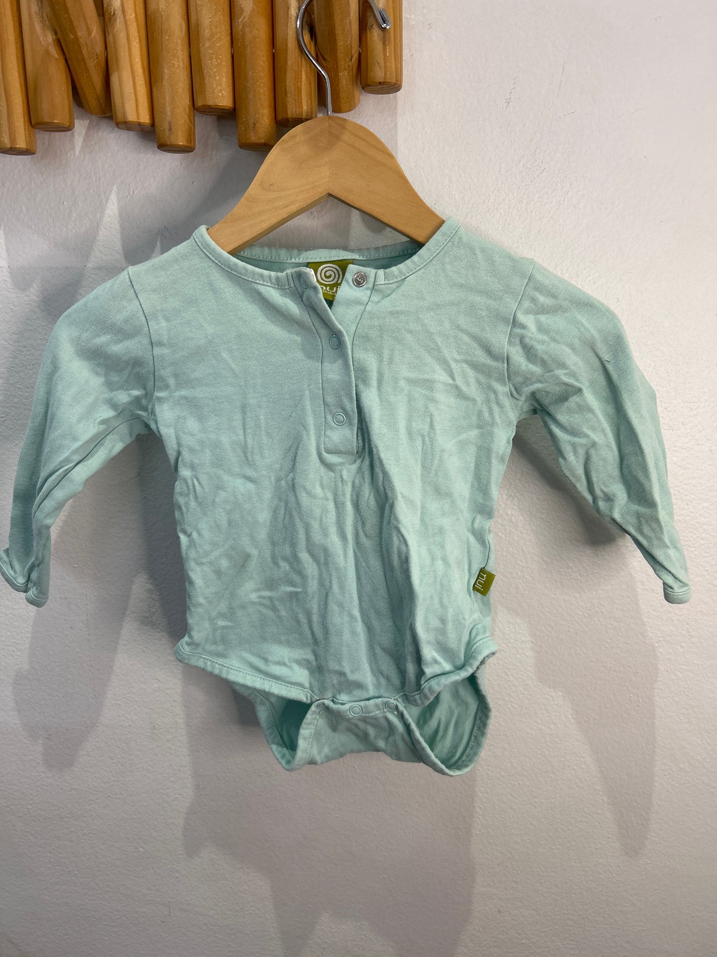 Light teal henley onesie 3-6m