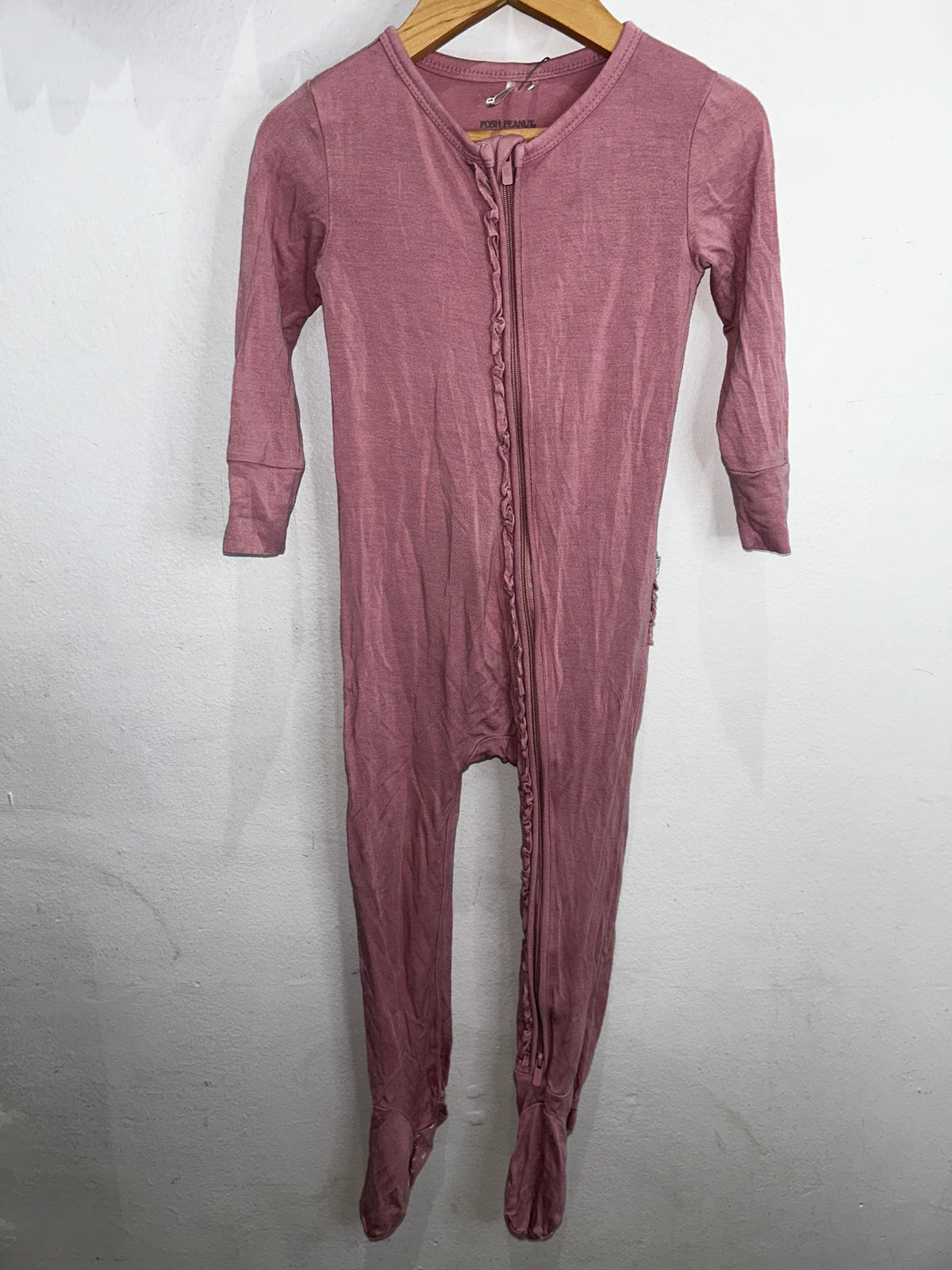 Posh Peanut pink frilly sleeper 12-18m