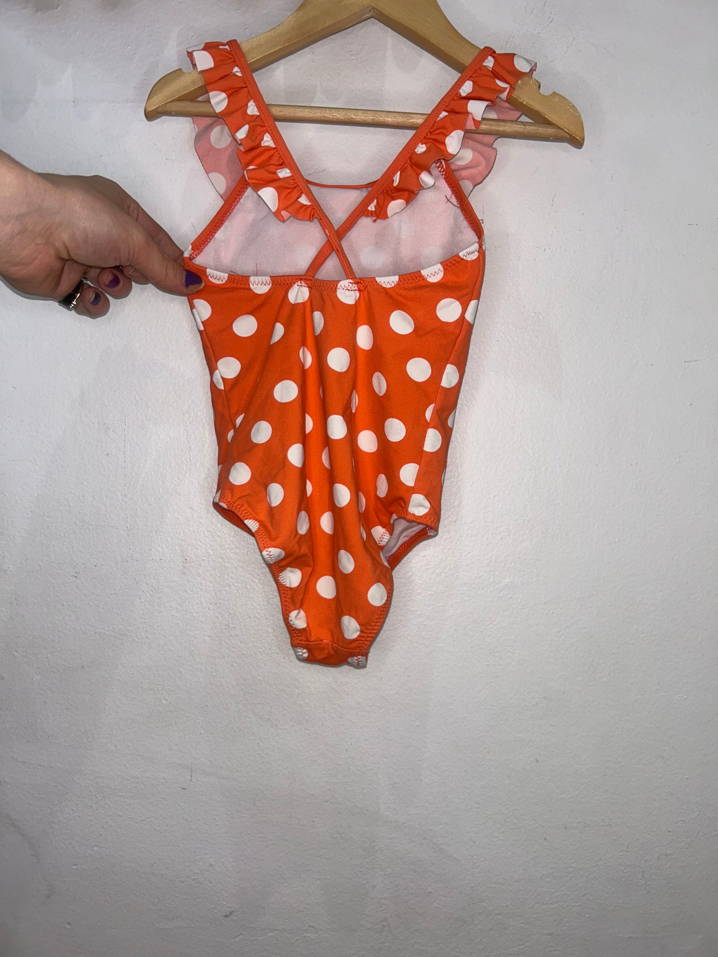 Orange dots swimsuit 3-4y