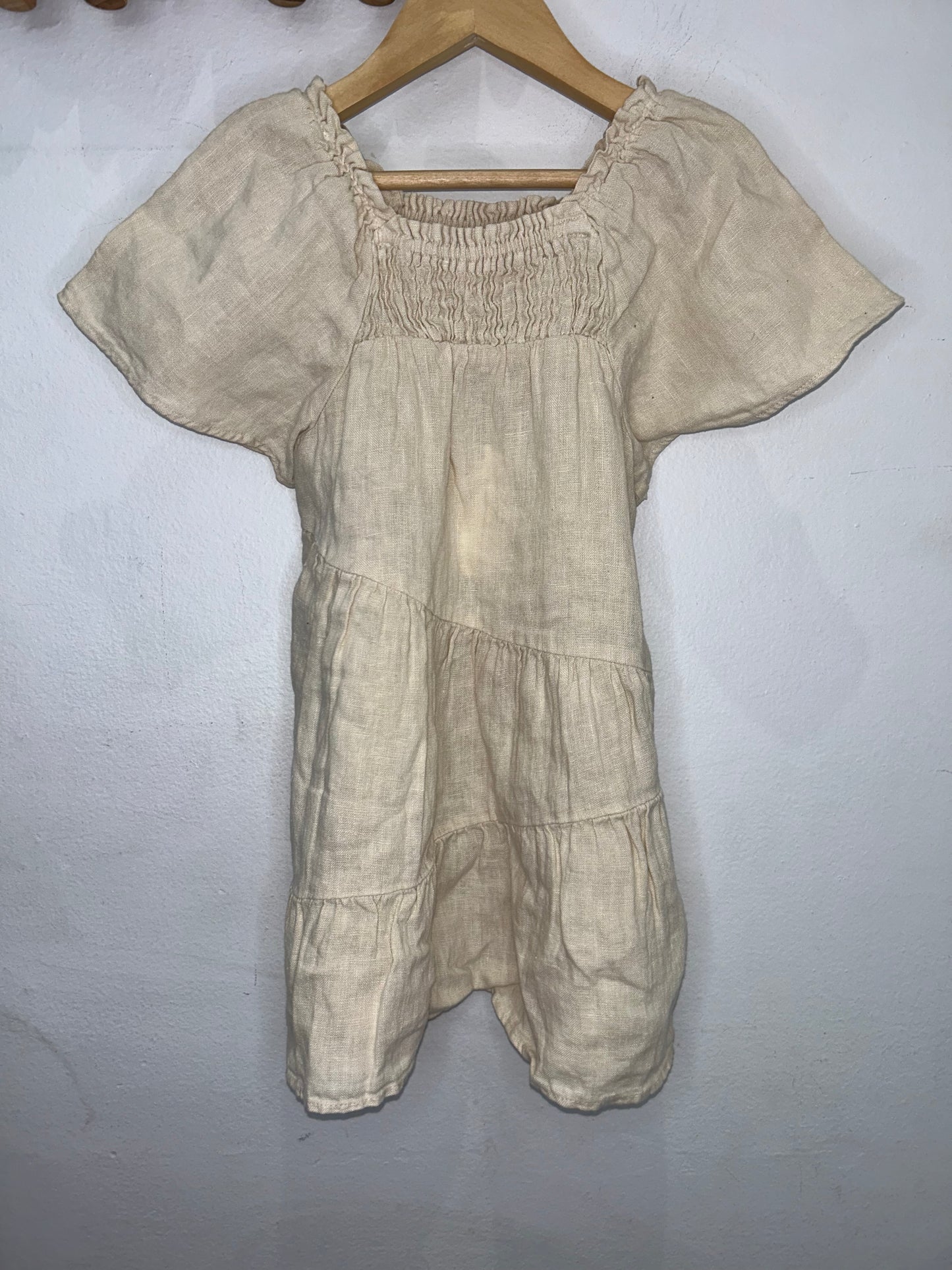 Beige linen dress 3-4y NEW