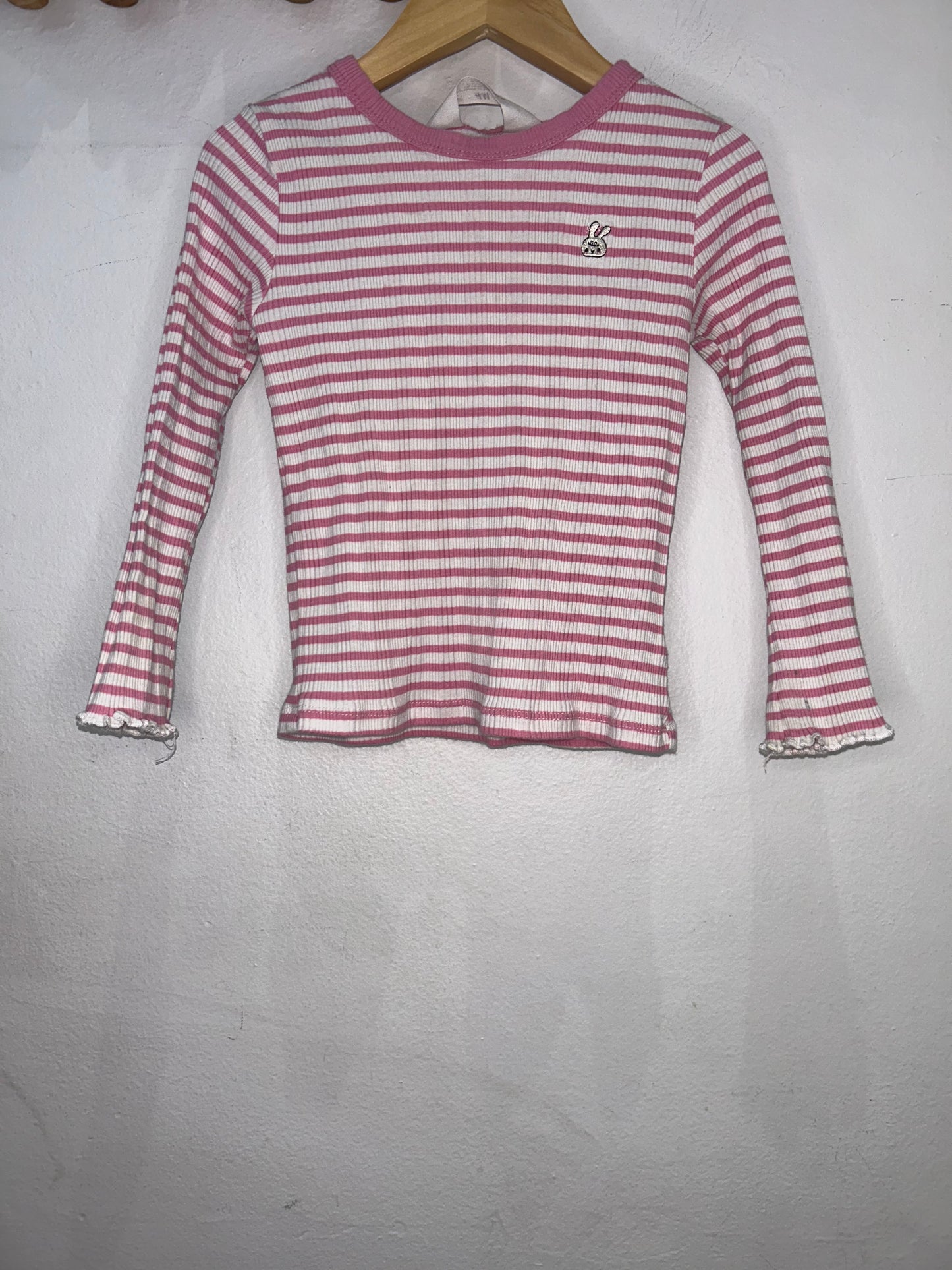 Pink striped ribbed longsleeve 2-4y
