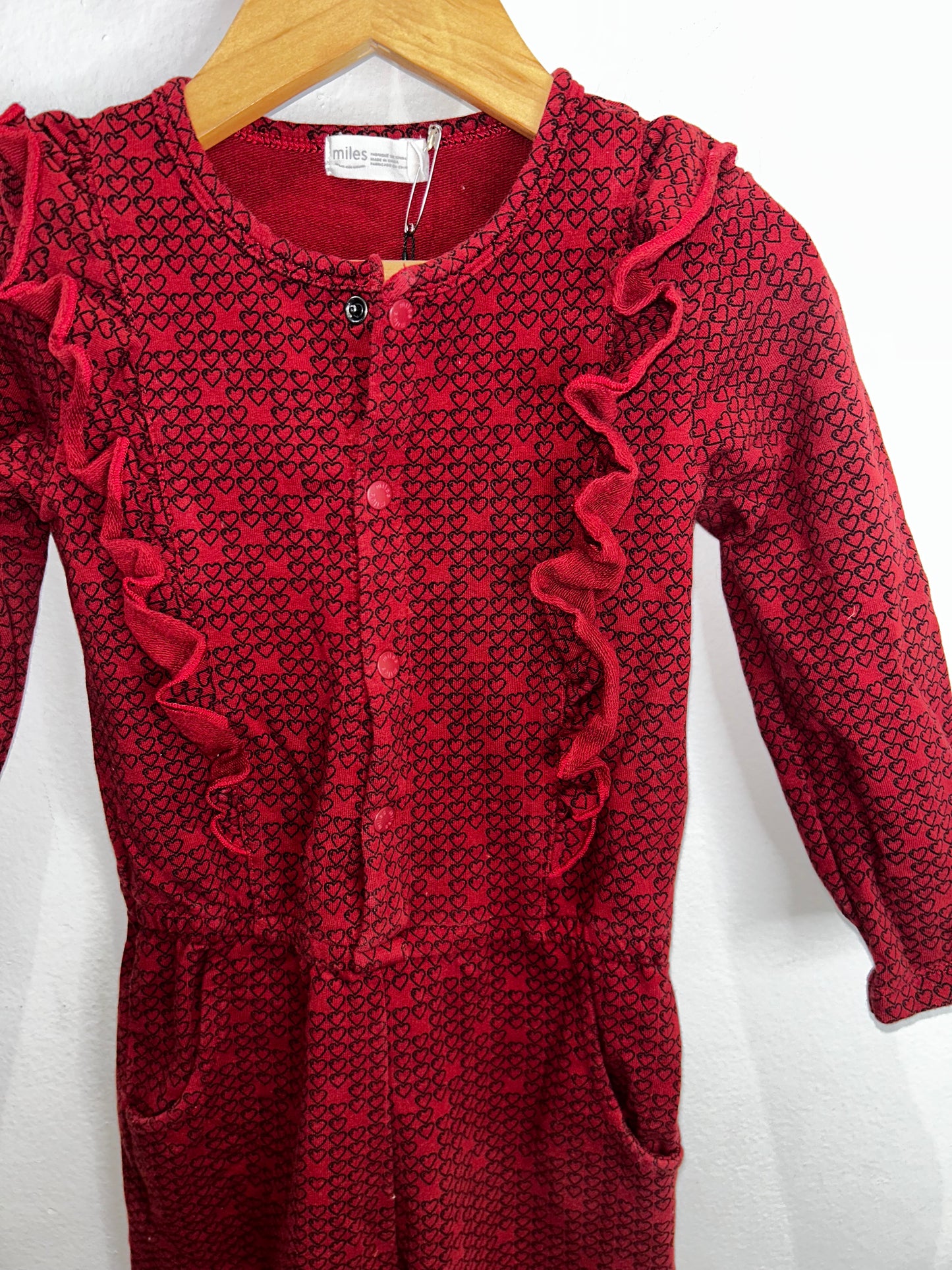Red hearts pullover romper 24m