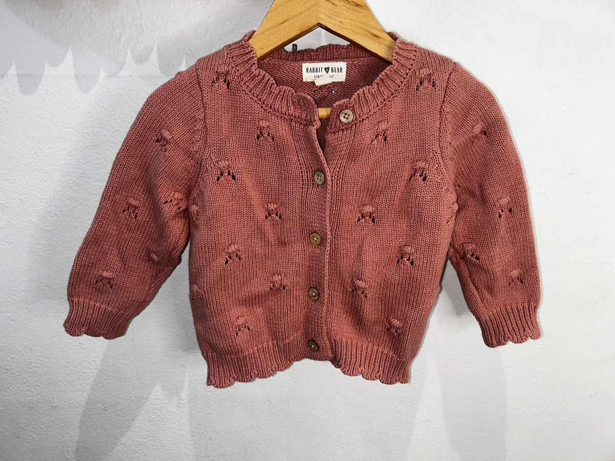 Pink knitted detail cardigan 12m