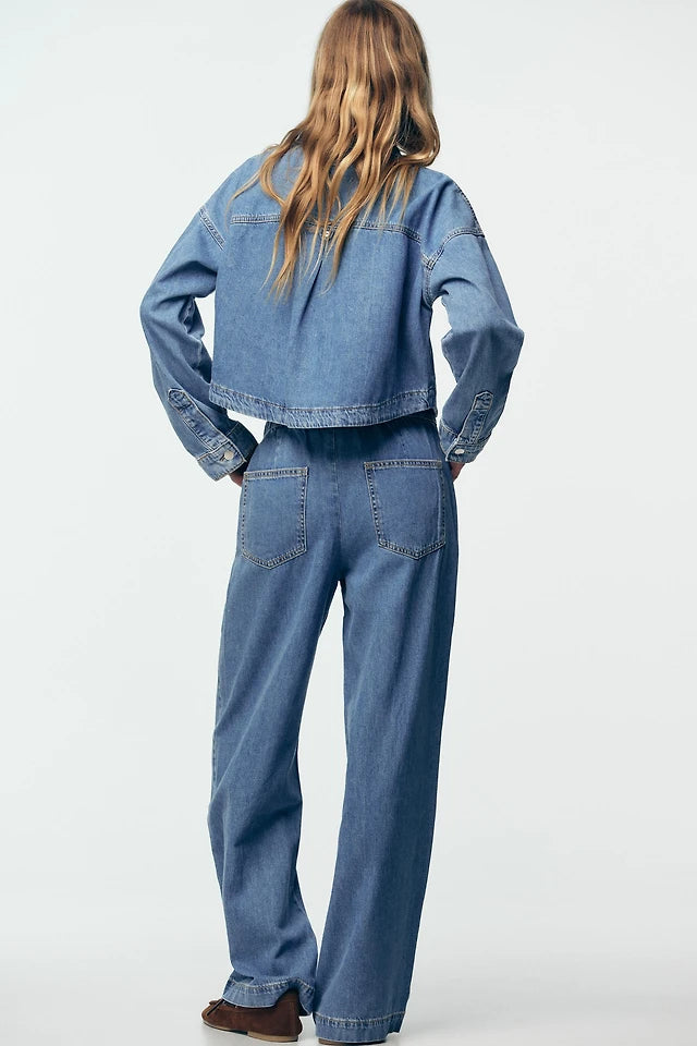 Drawstring wide leg jeans M NEW