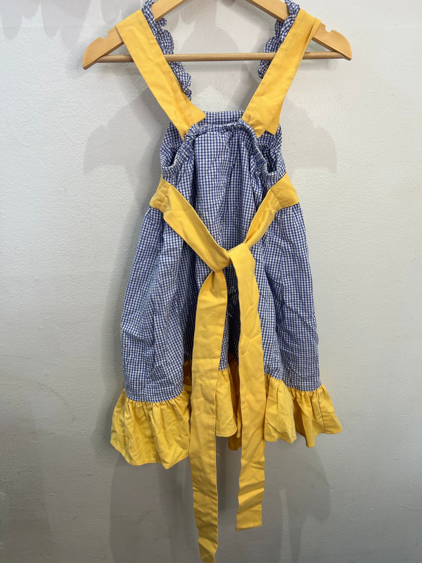 Vintage blue and yellow boat dress 3y