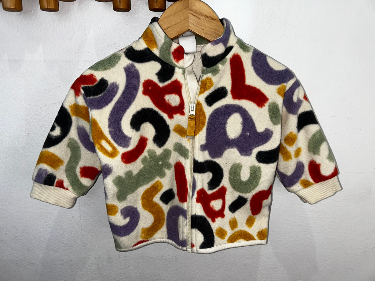 Multicolor fleece zip-up 4-6m