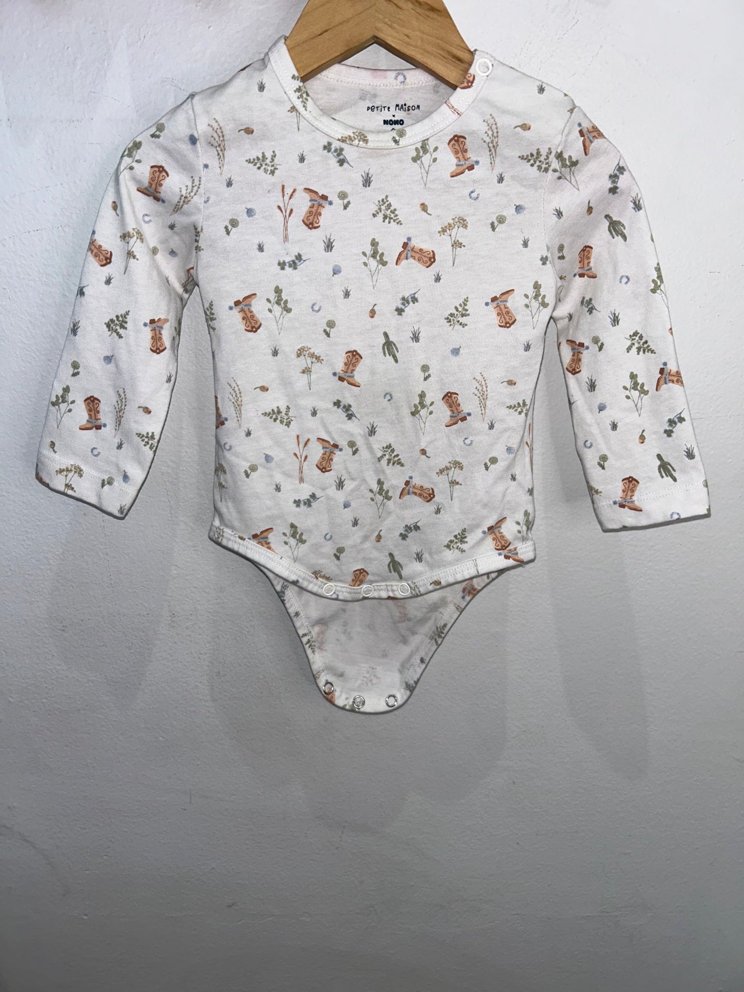 Cowboy boots onesie 9m