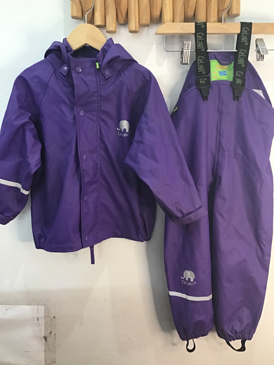 Celavi purple rain suit set 6m