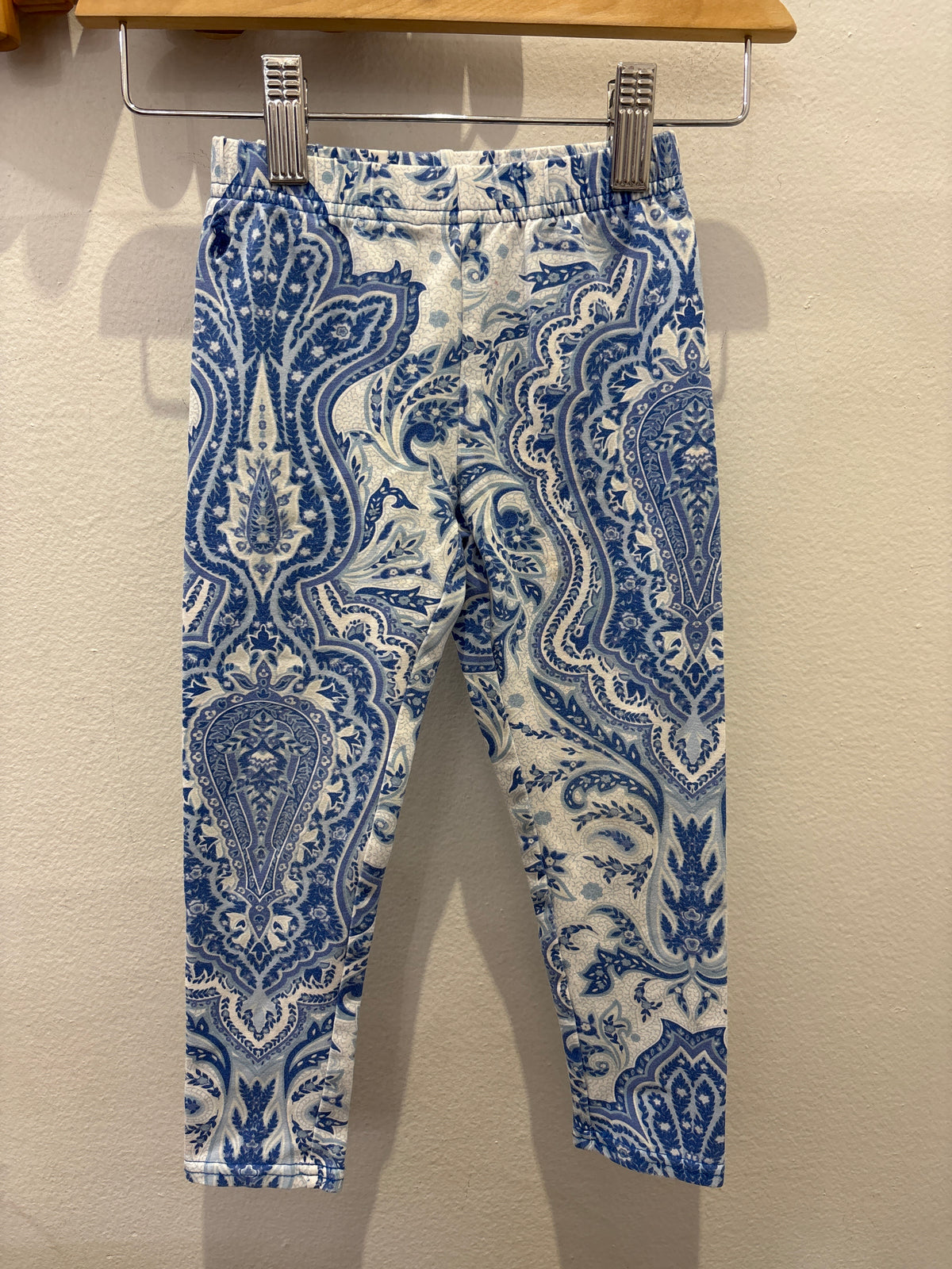 Blue paisley leggings 4y