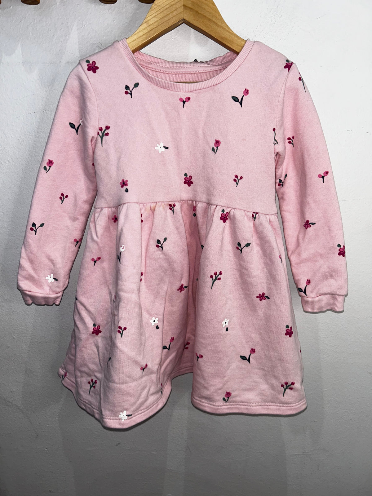 Pink pullover floral dress 2-3y