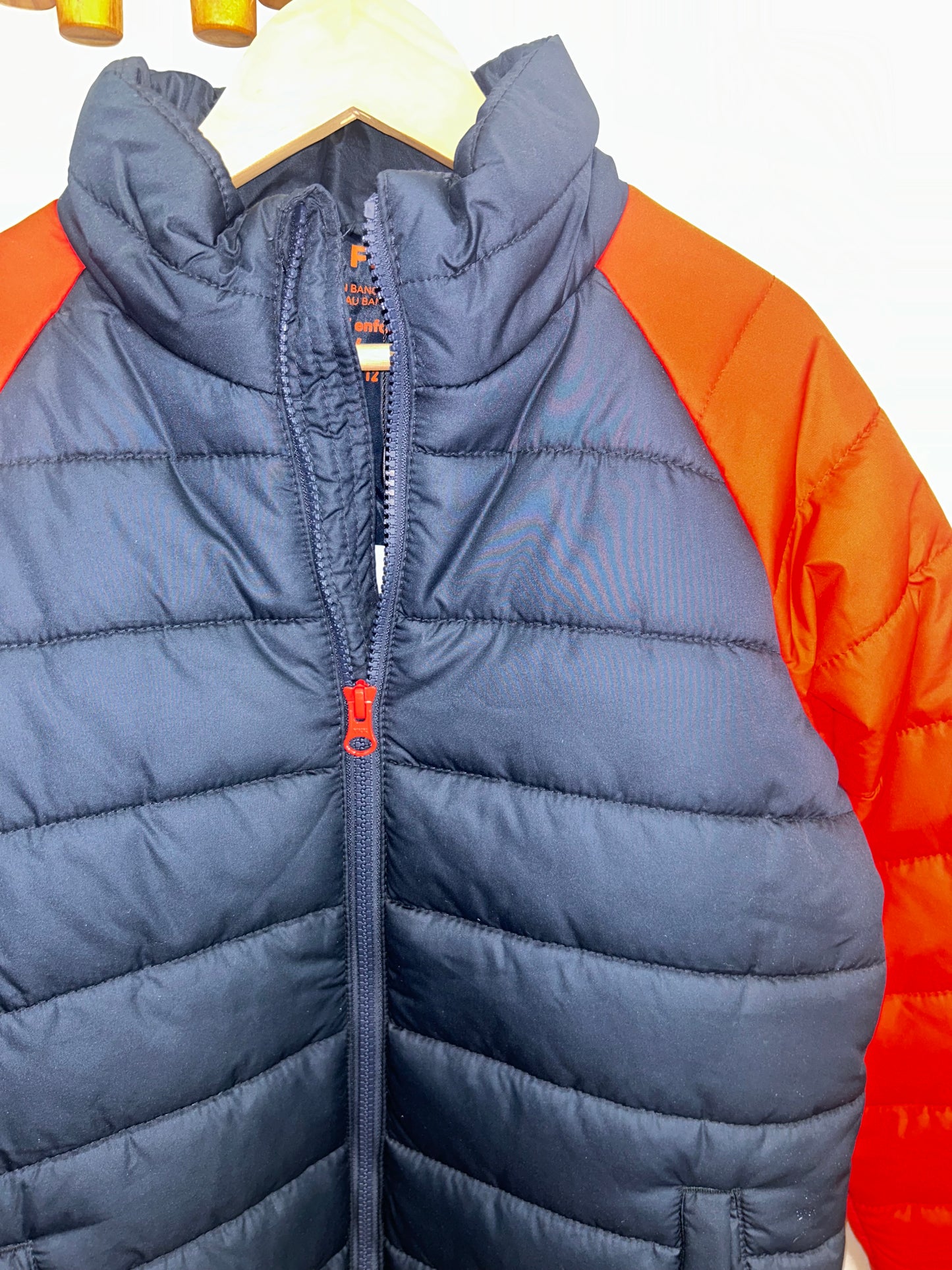 Navy and red puffer jacket 10-12y