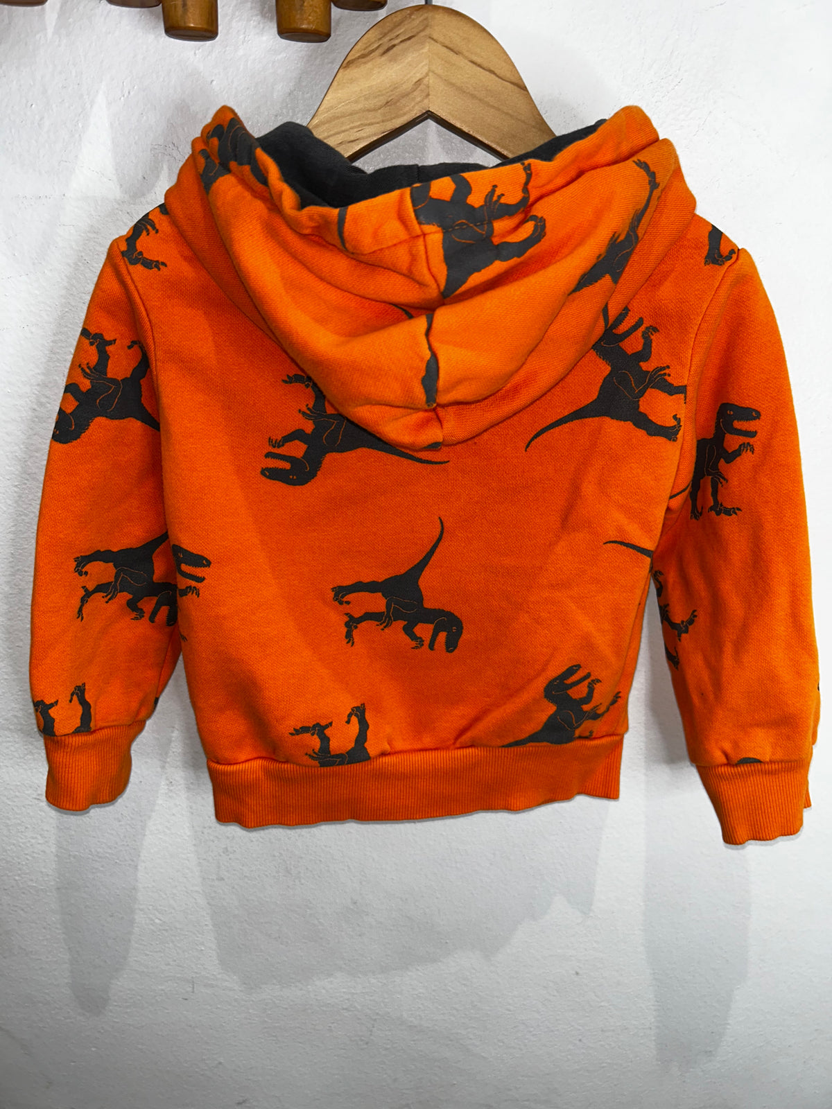 Orange dino hoodie 18-24m