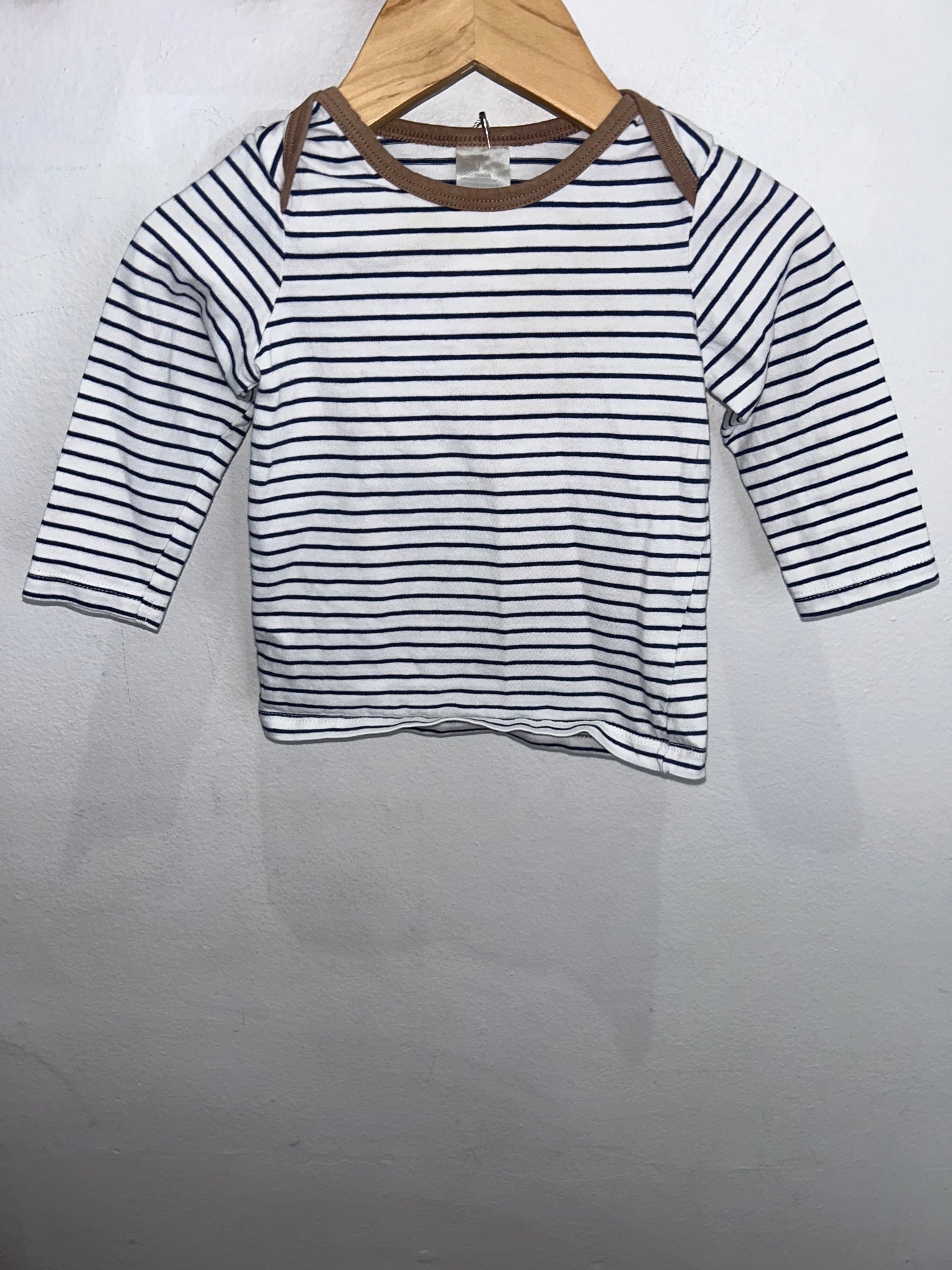 Brown detail long sleeve tee 4-6m