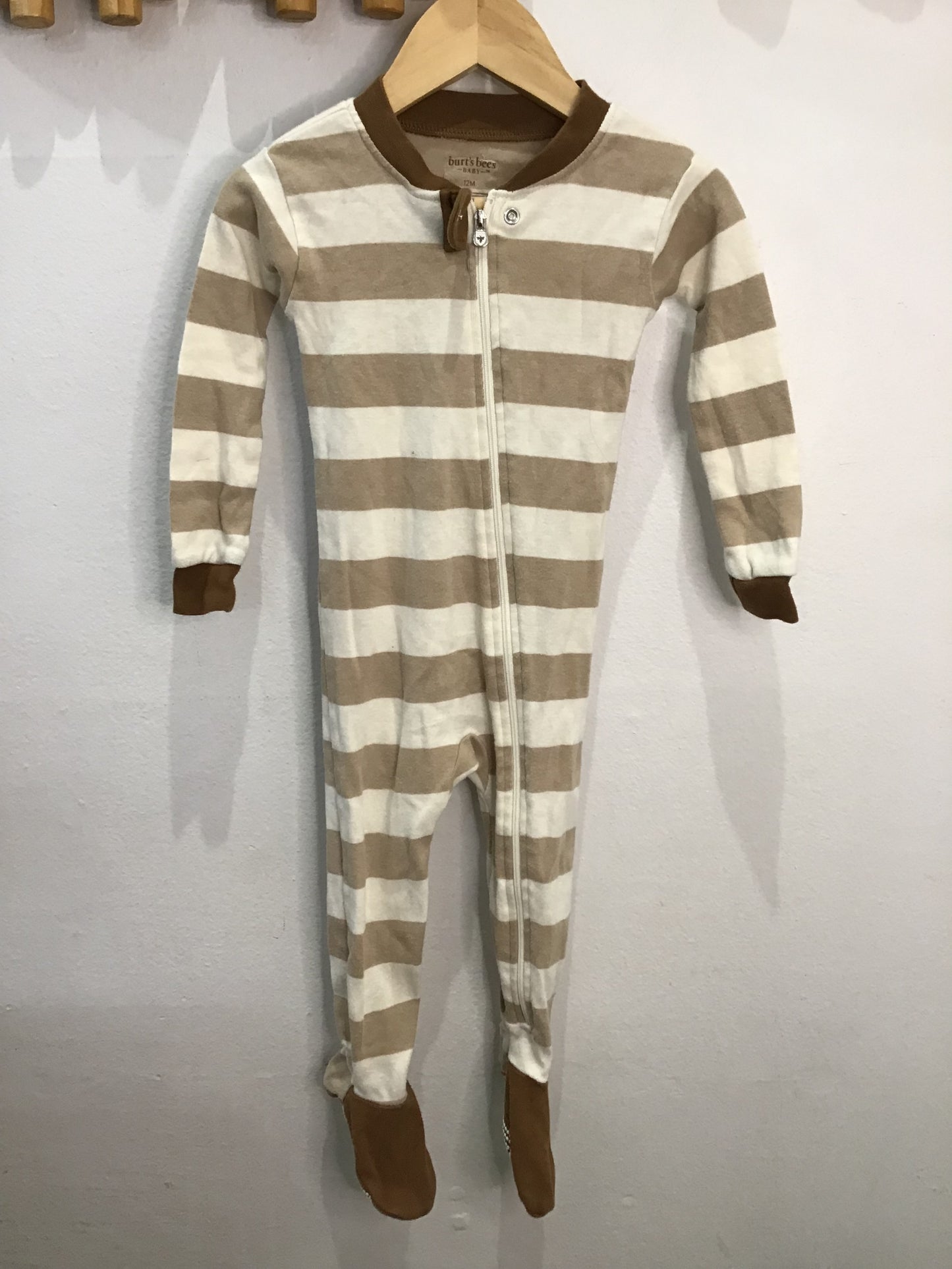 Burts Bees brown stripe sleeper 12m