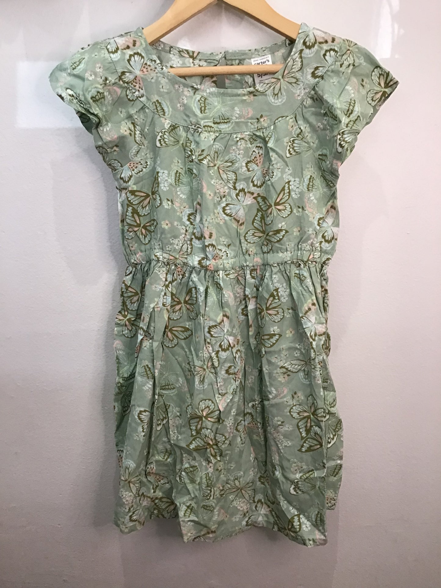 Dress pistachio butterflies 5y