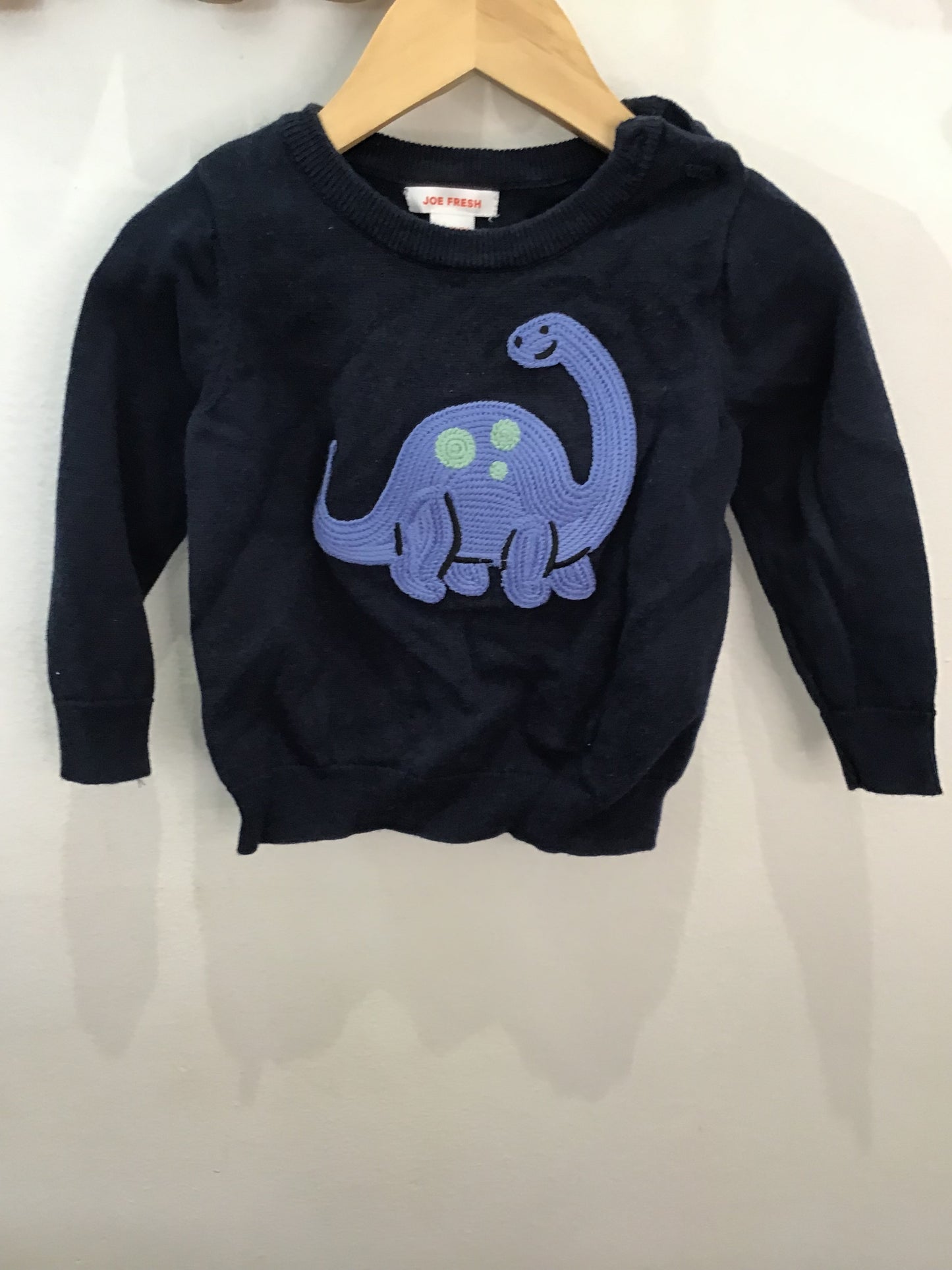 Blue embroider dino sweater 12-18m