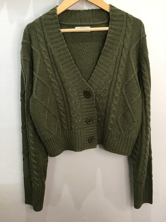 Cardigan olive cable knit- adult S