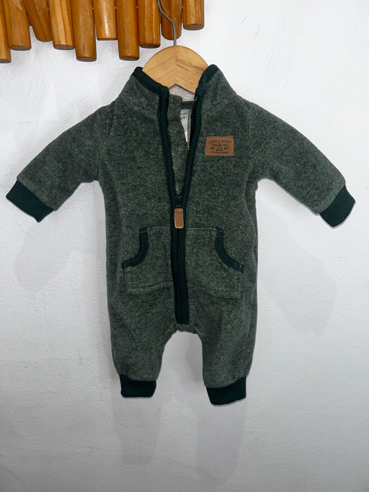 Green fleece romper - newborn