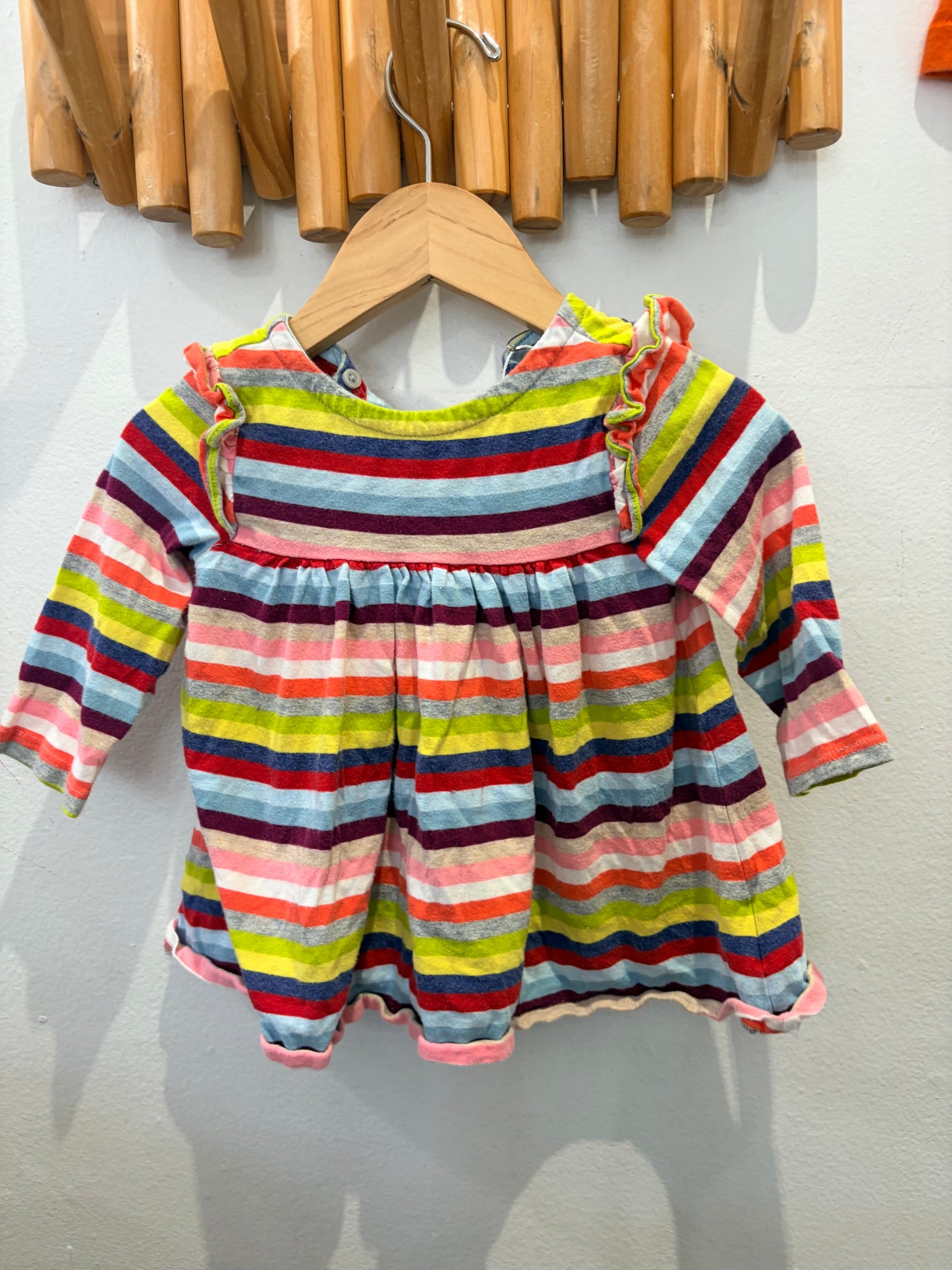 Colourful stripes longsleeve dress 6-12m