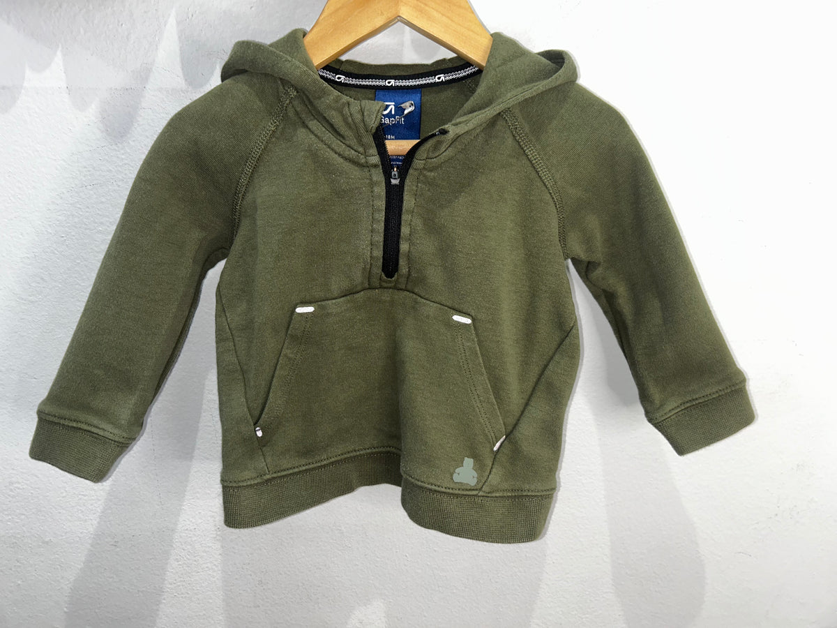 Olive quarter zip hoodie 12-18m
