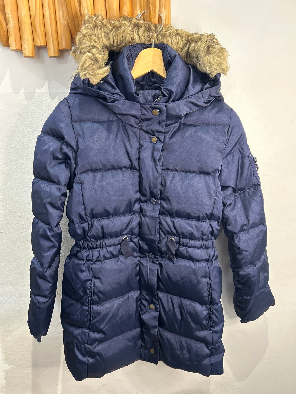 Navy long-line puffer jacket 8-9y
