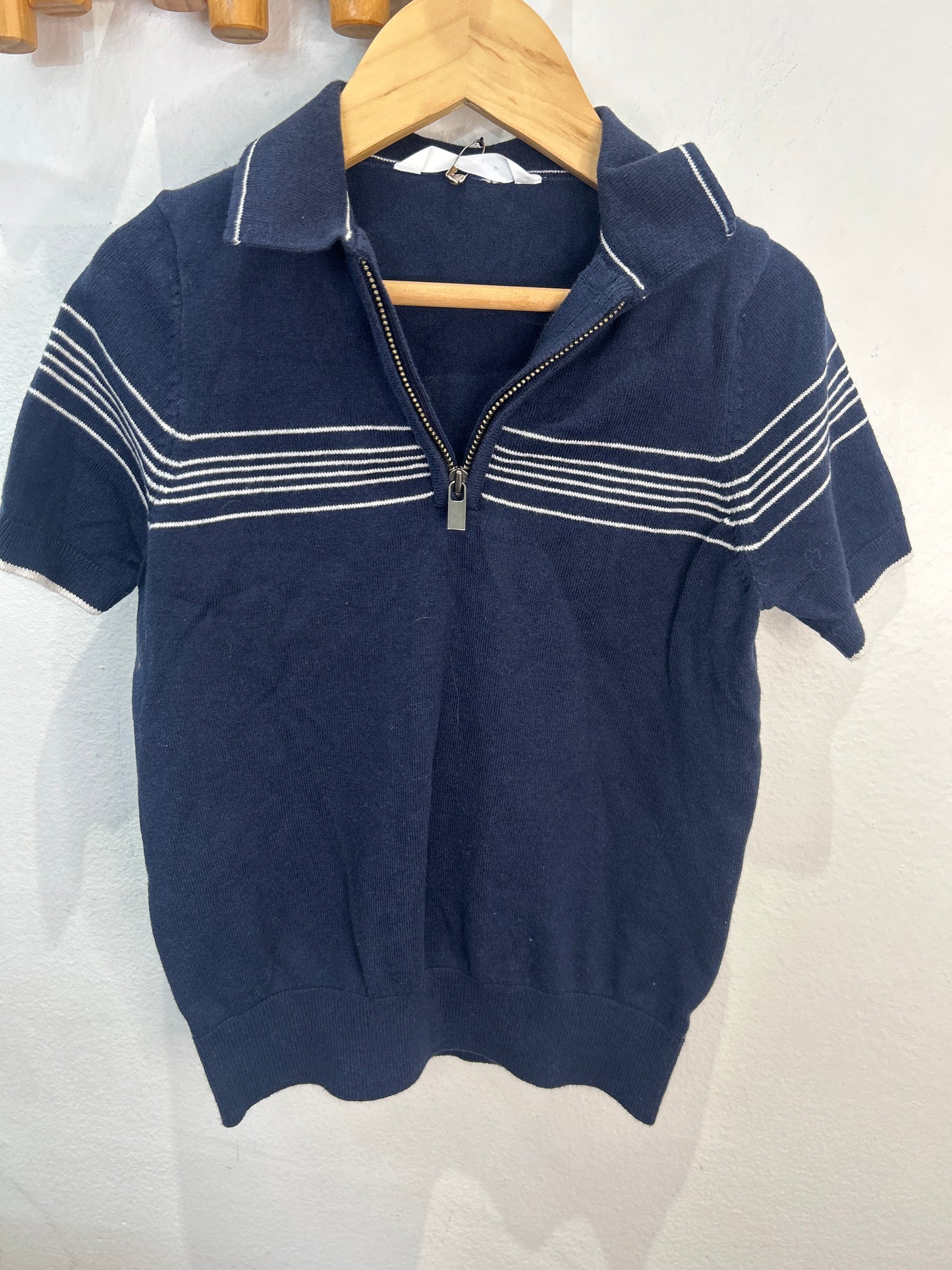 Blue knit quarter zip shirt 6-7y