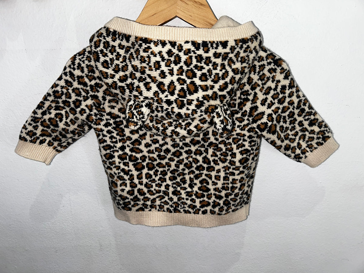 Leopard hooded cardigan 0-3m