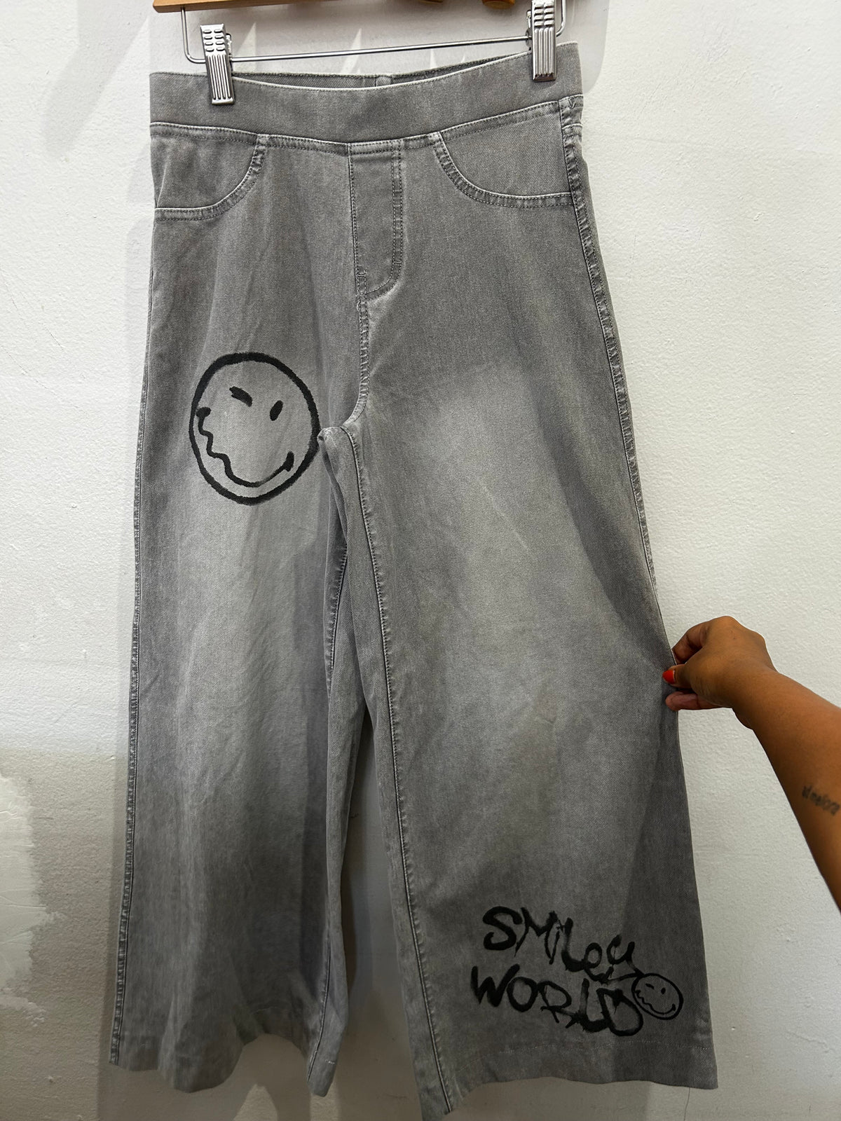 Grey wide leg jeggings 13-14y